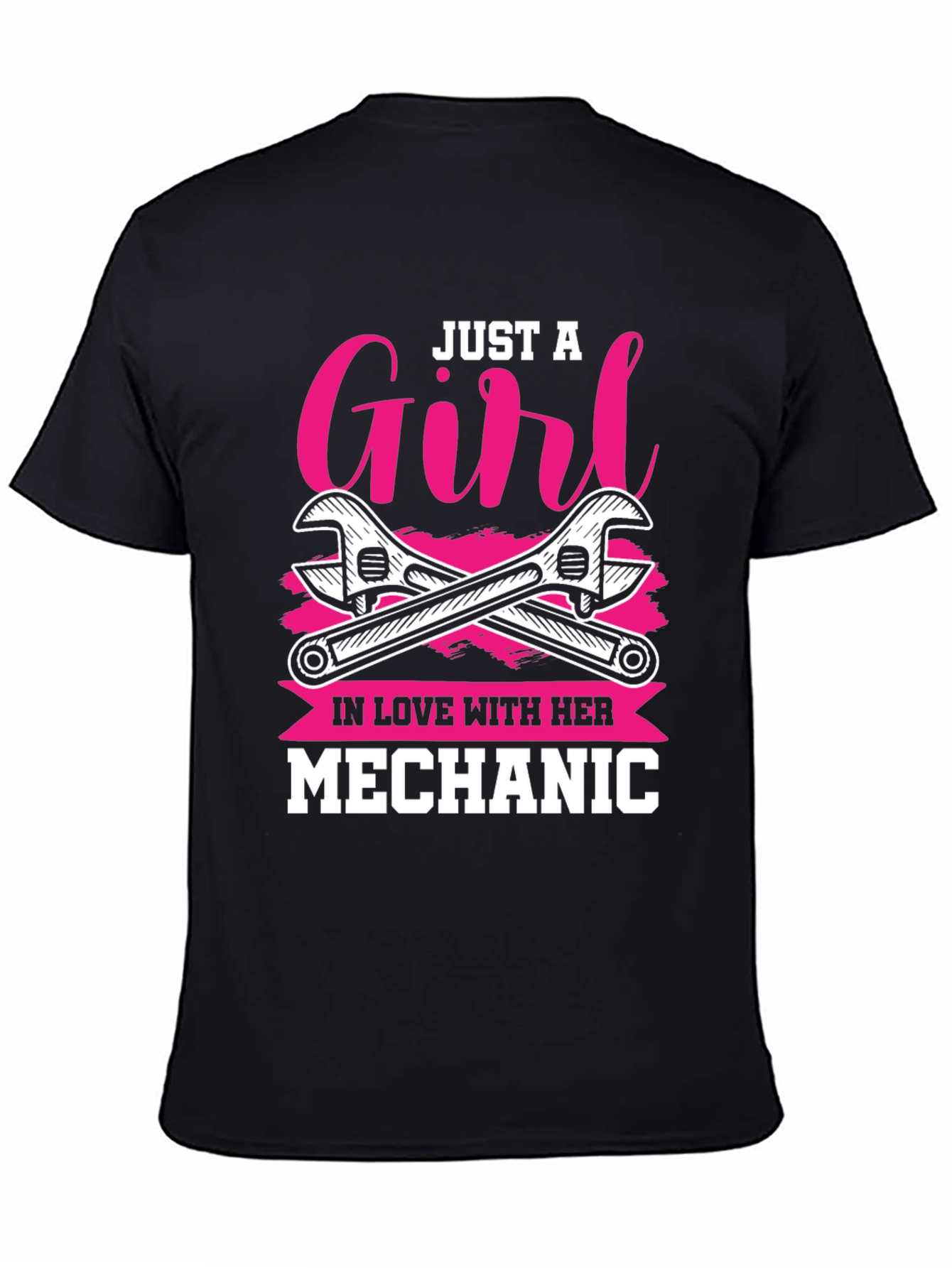 Black Just A Girl In Love With Her Mechanic T-Shirt view 4