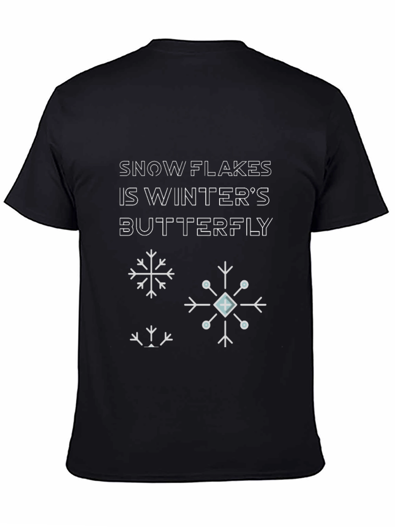Black Snowflake Winter Butterfly Graphic Tee view 4