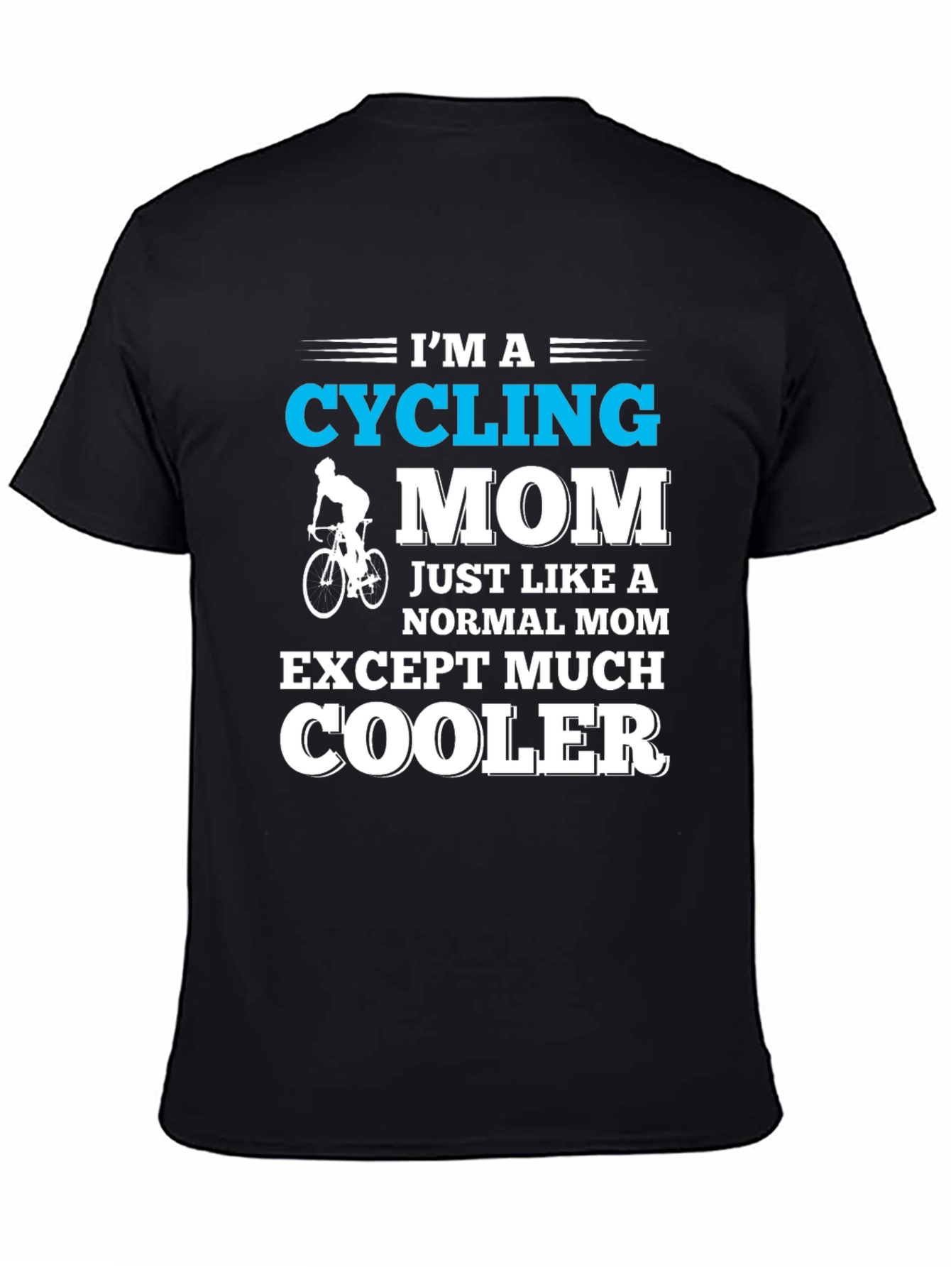 Black Cycling Mom Graphic T-Shirt - Cool Mother's Day Gift view 4