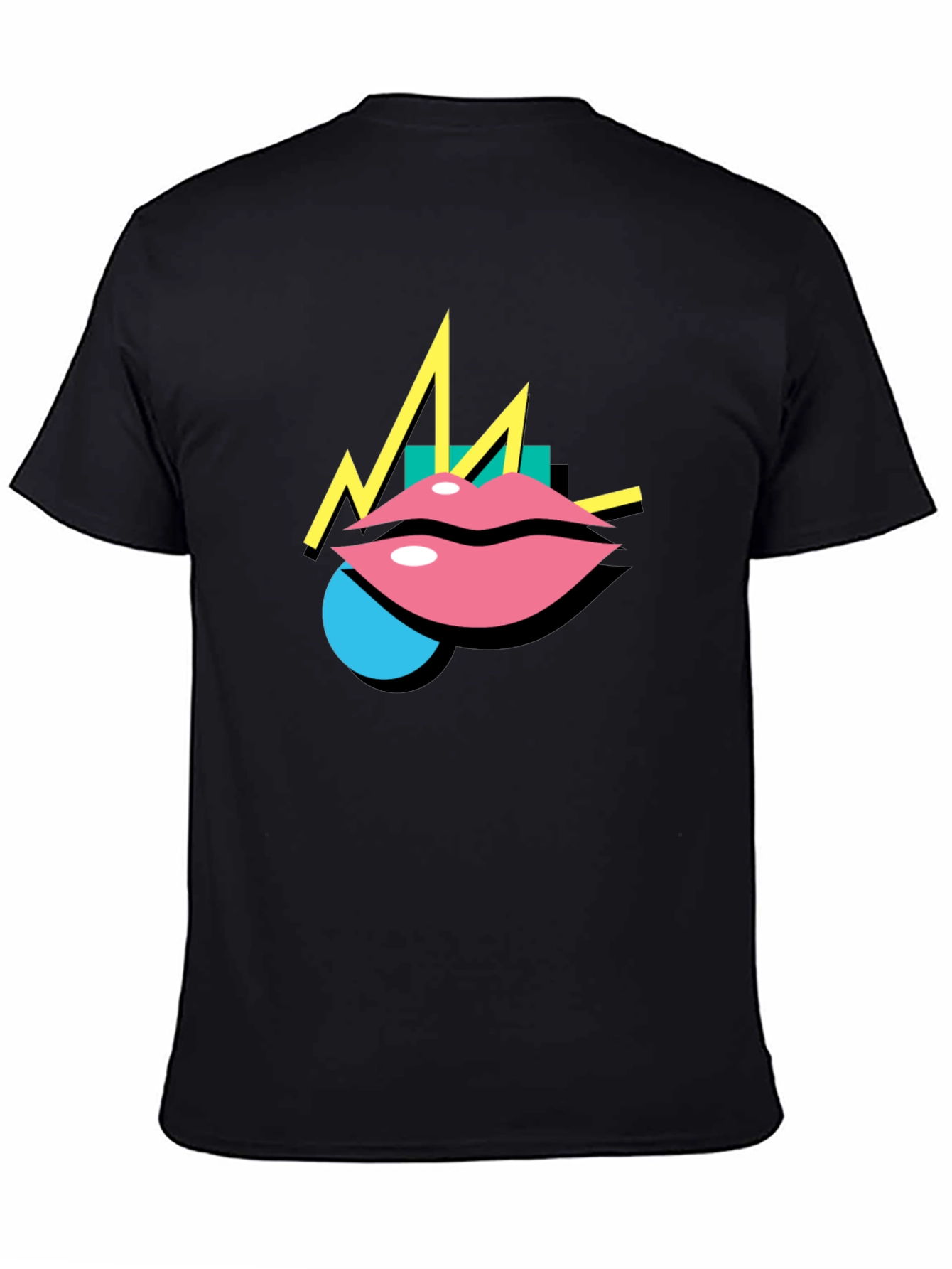 Black Retro Lips Graphic Black T-Shirt view 4