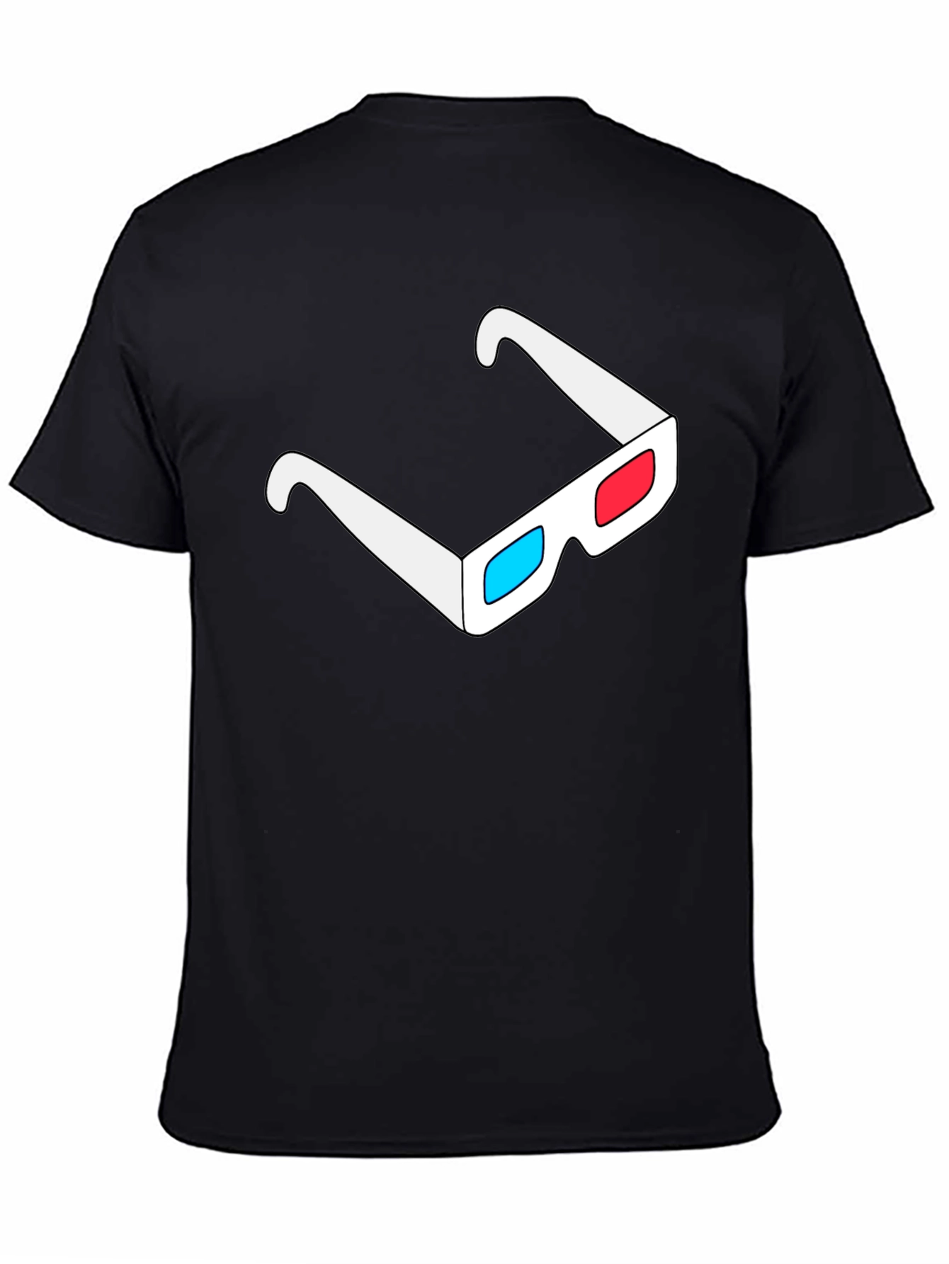 Black 3D Glasses Graphic Black T-Shirt view 4