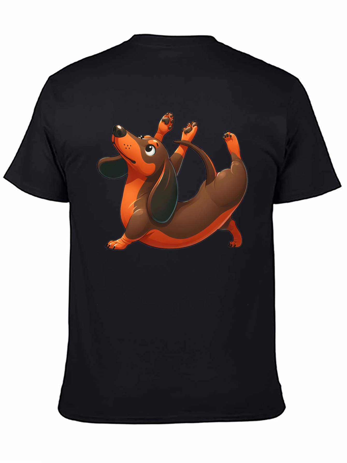 Black Yoga Dachshund Black T-Shirt view 4