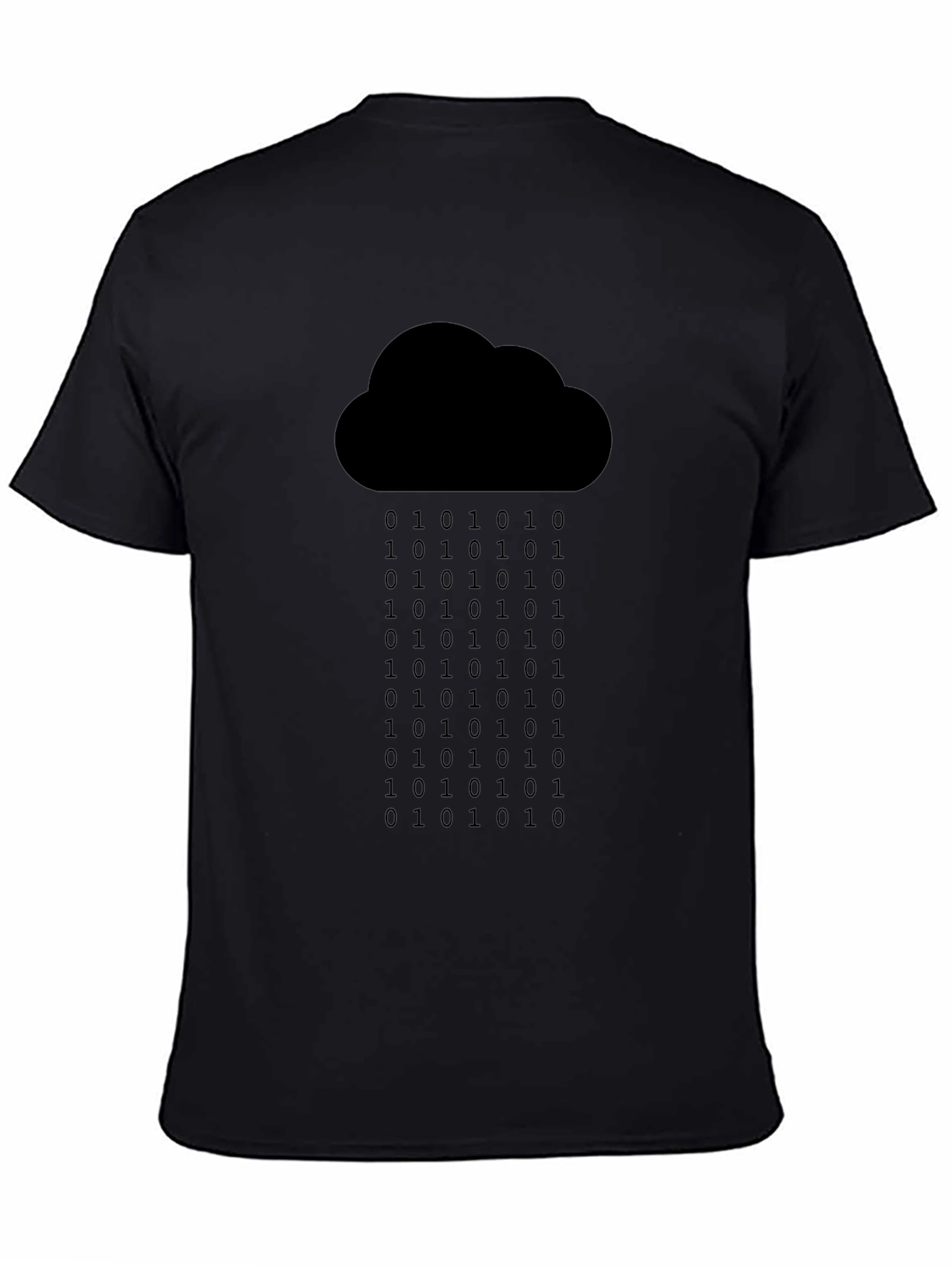 Black Binary Rain Cloud Tee - Programmer Geek Chic view 4
