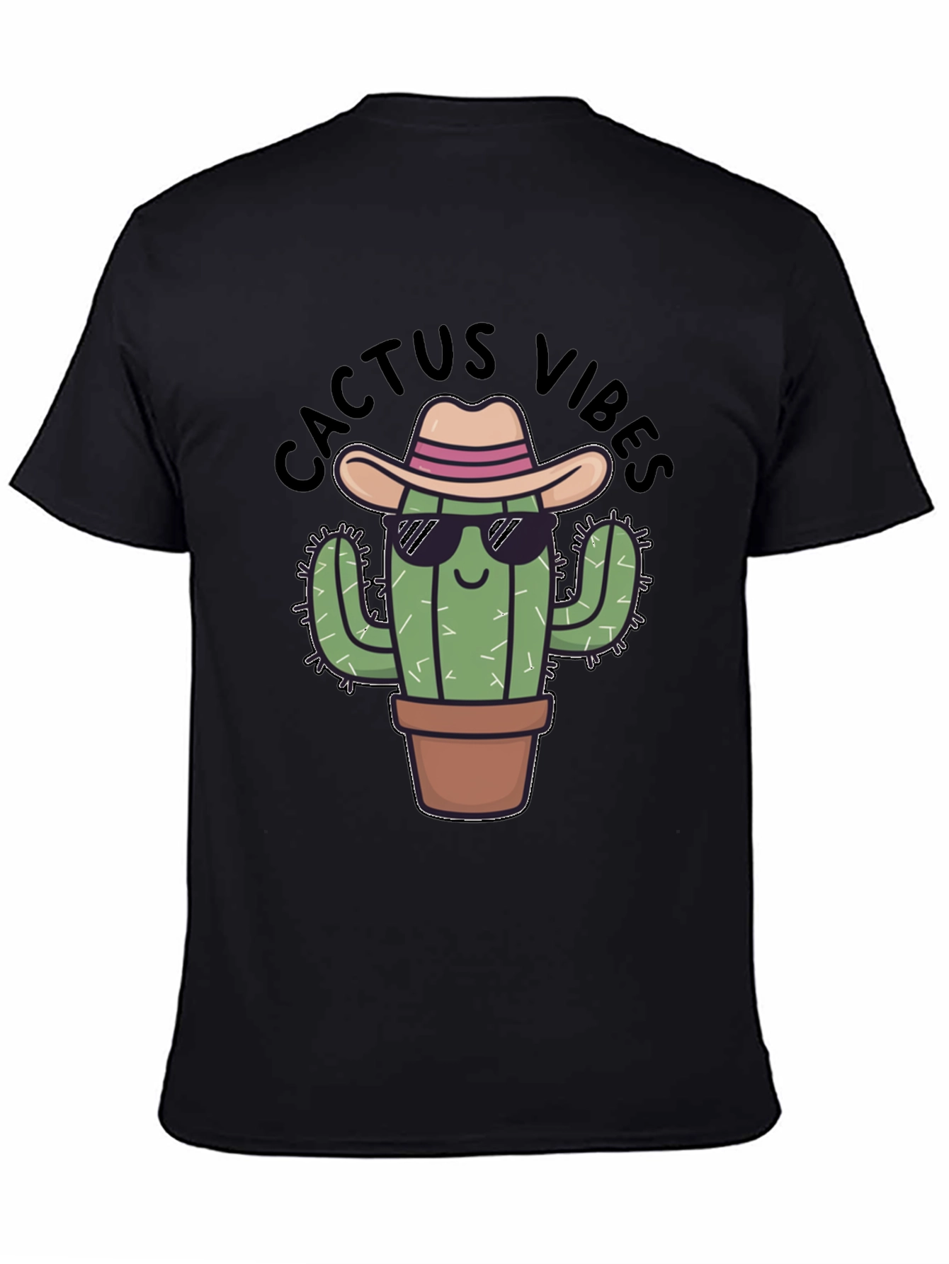 Black Cactus Vibes Tee: Cool Desert Humor view 4