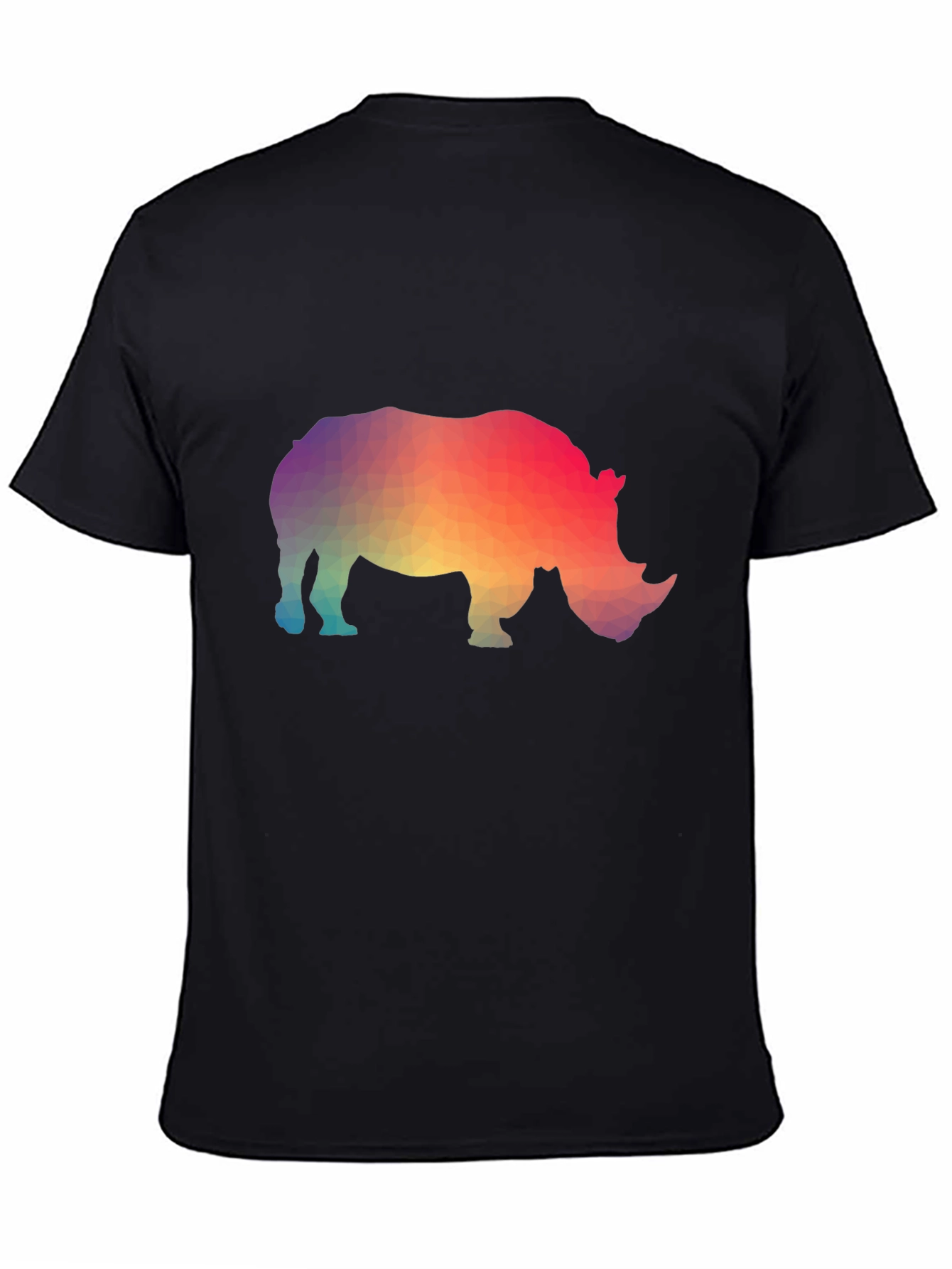 Black Geometric Rhino Graphic T-Shirt - Trendy Animal Tee view 4