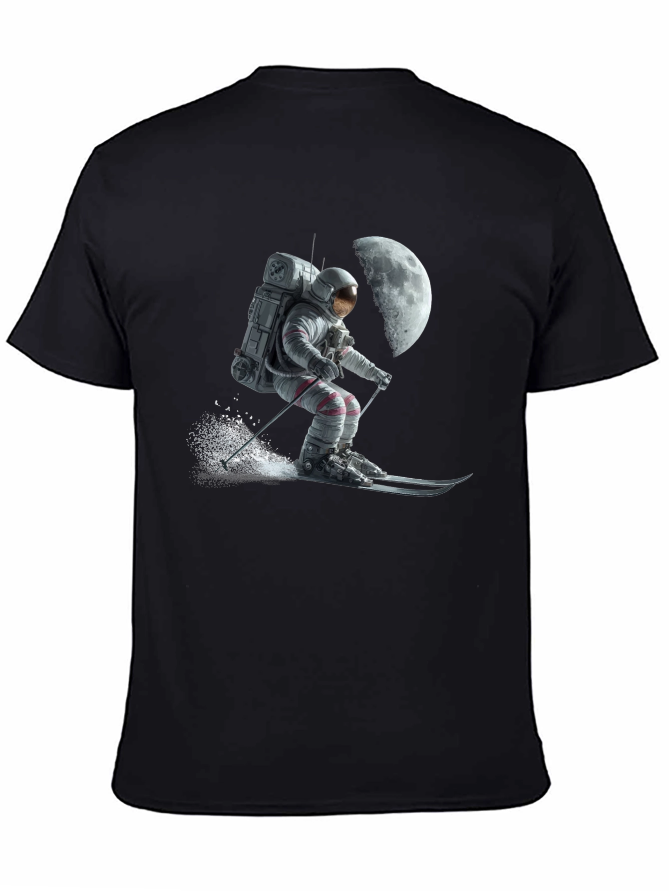 Astronaut Skiing on the Moon T-Shirt - Unique Graphic Tee - 4