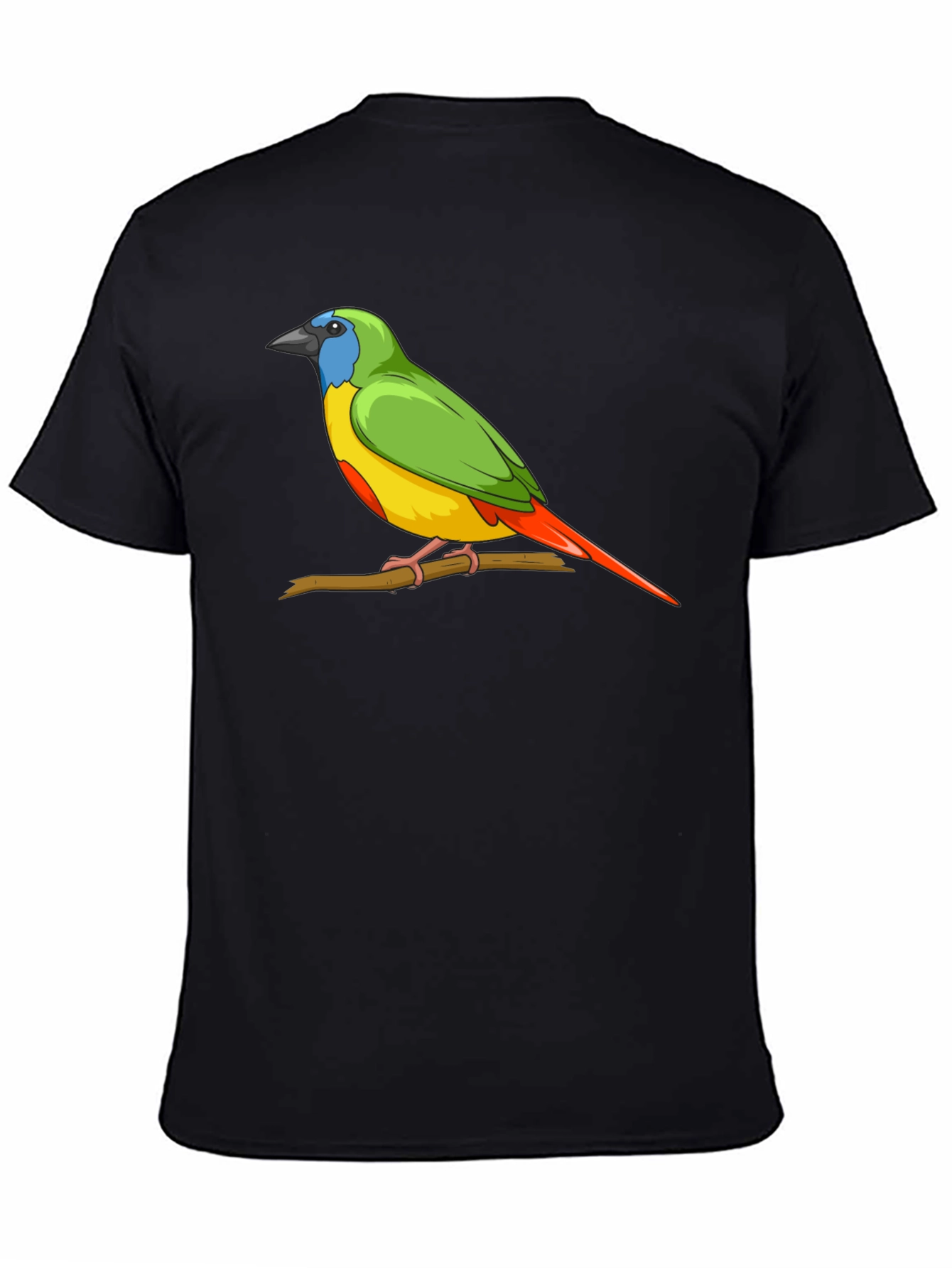 Black Bird on Branch Graphic Tee - Unisex Black T-Shirt view 4