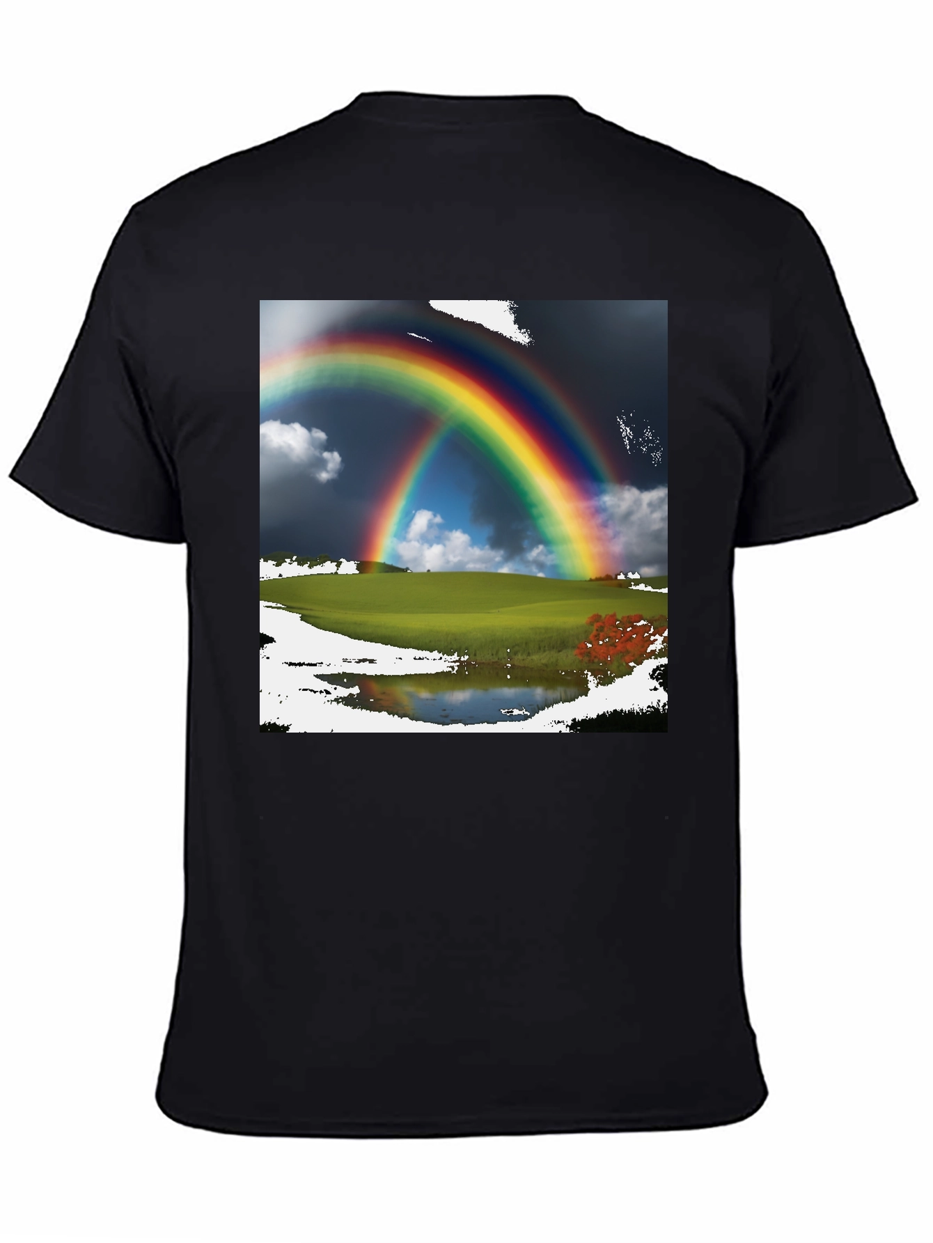 Black Rainbow Scene Black T-Shirt view 4