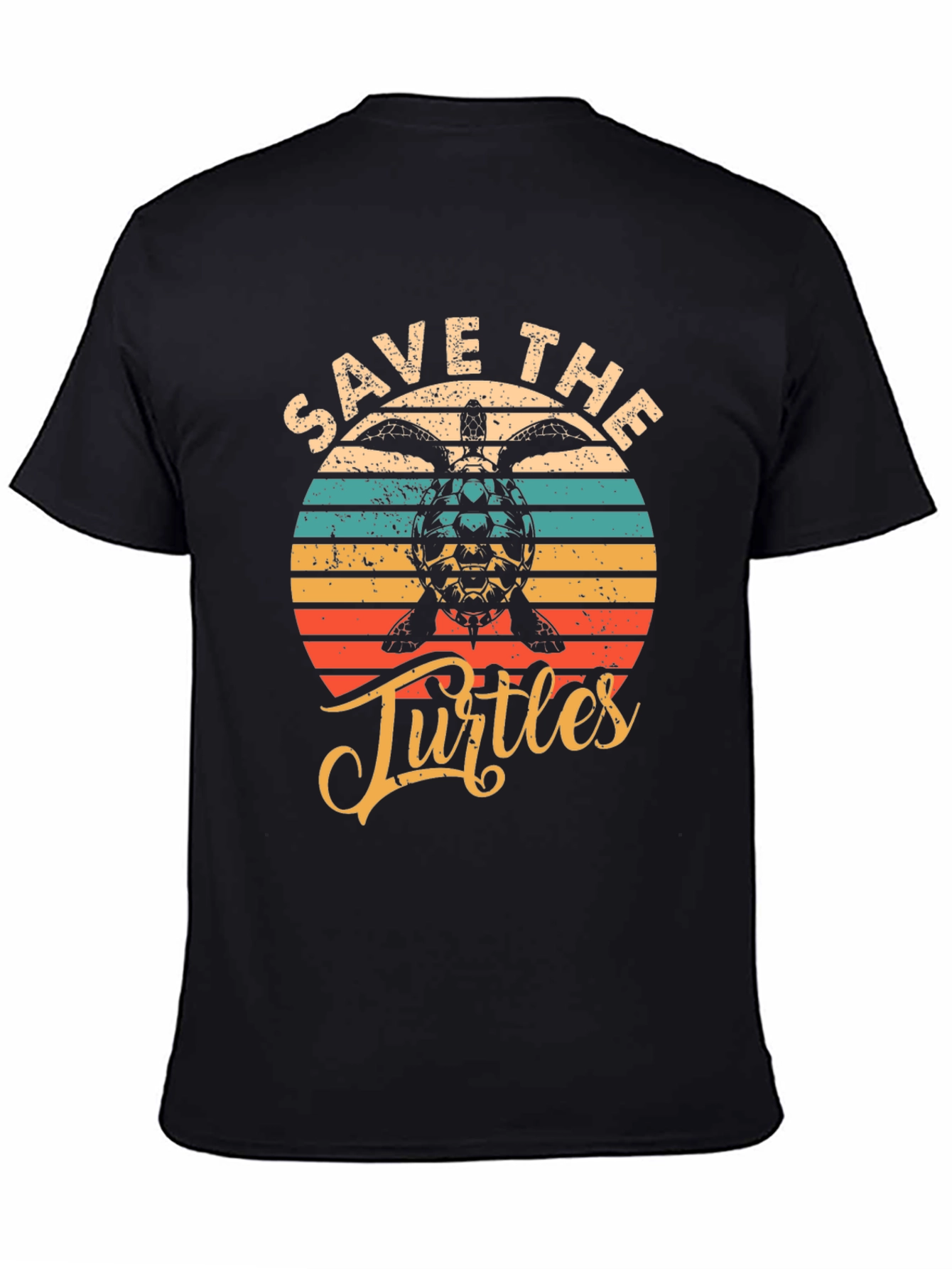 Black Save the Turtles Graphic Tee - Retro Style view 4