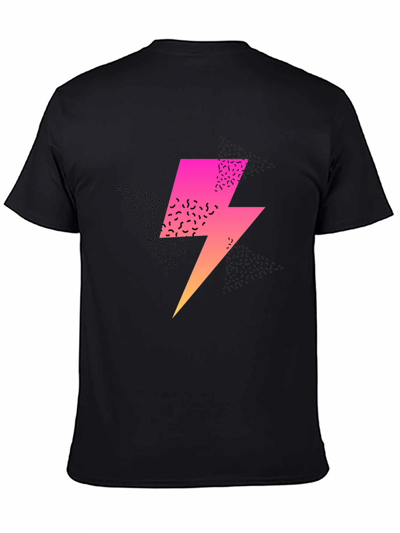 Black Retro Lightning Bolt Graphic T-Shirt view 4