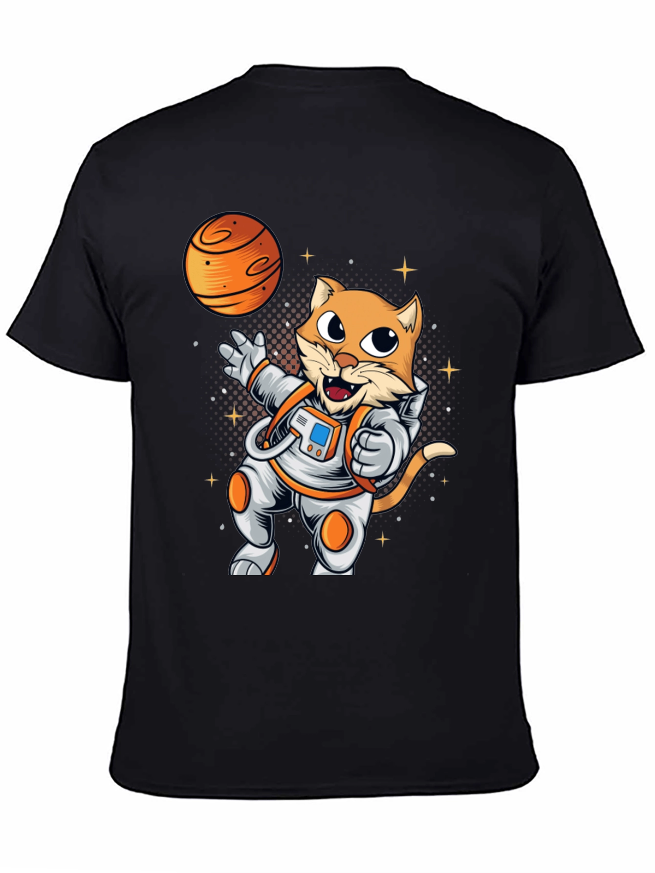 Black Cat Astronaut Black T-Shirt view 4