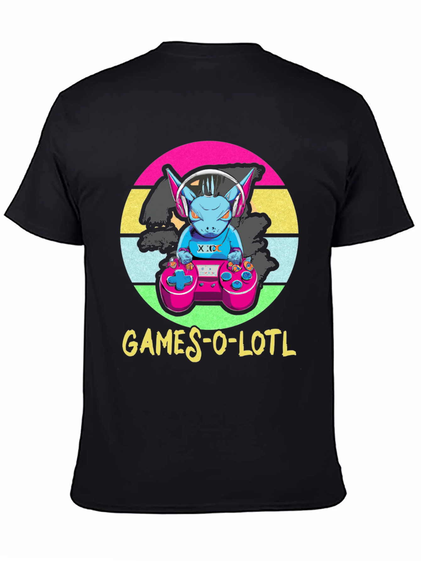 Black Games-O-Lotl T-Shirt - Retro Gamer Design view 4