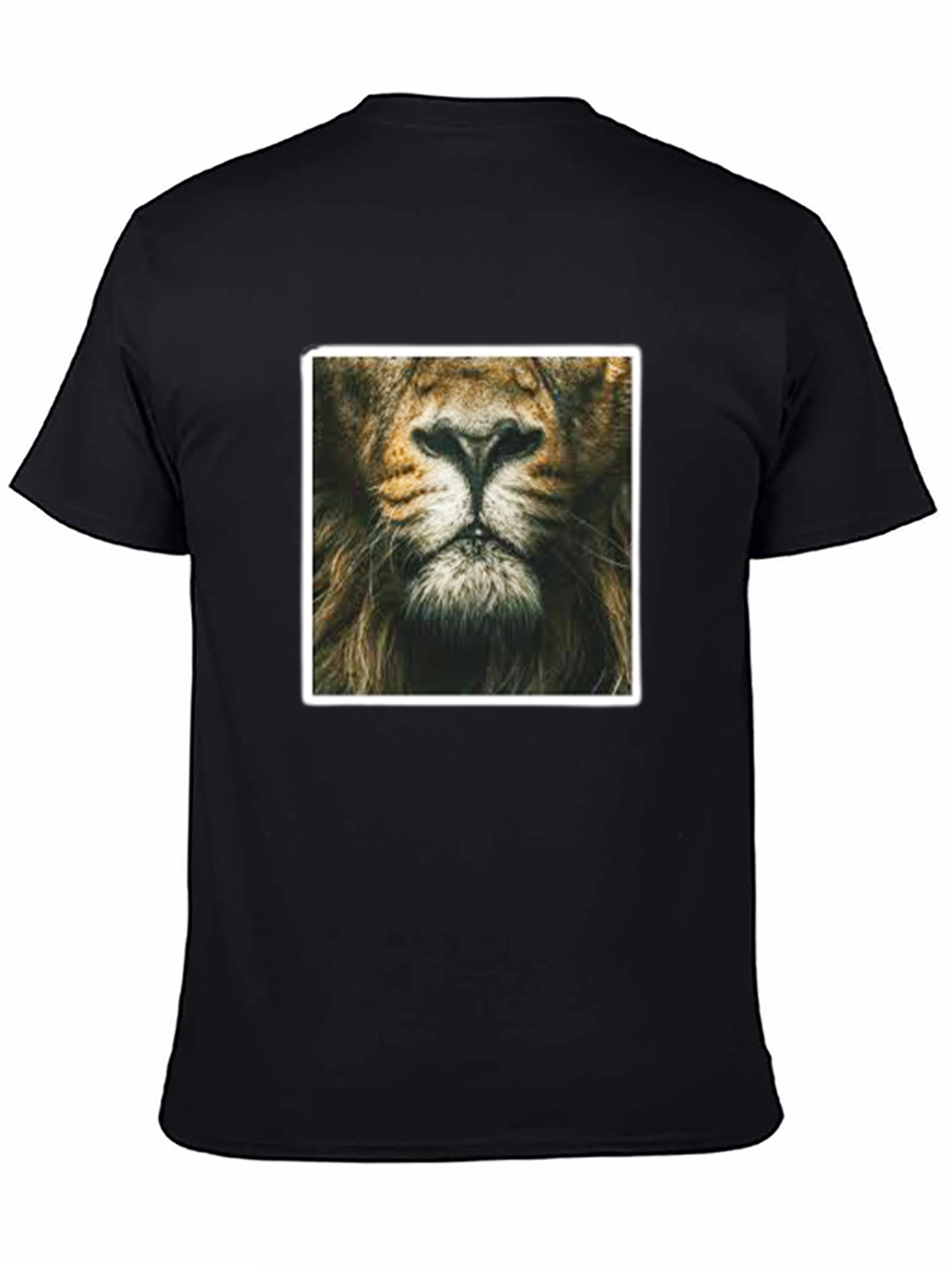 Black Lion Face Graphic Print Black T-Shirt view 4