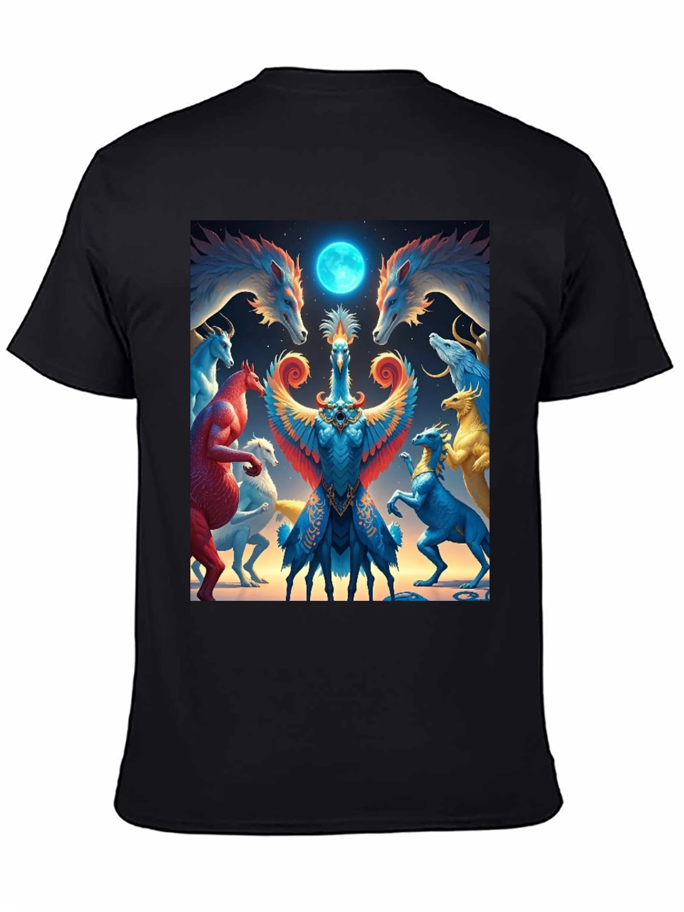 Black Mystical Creatures Graphic Tee - Unique Design view 4