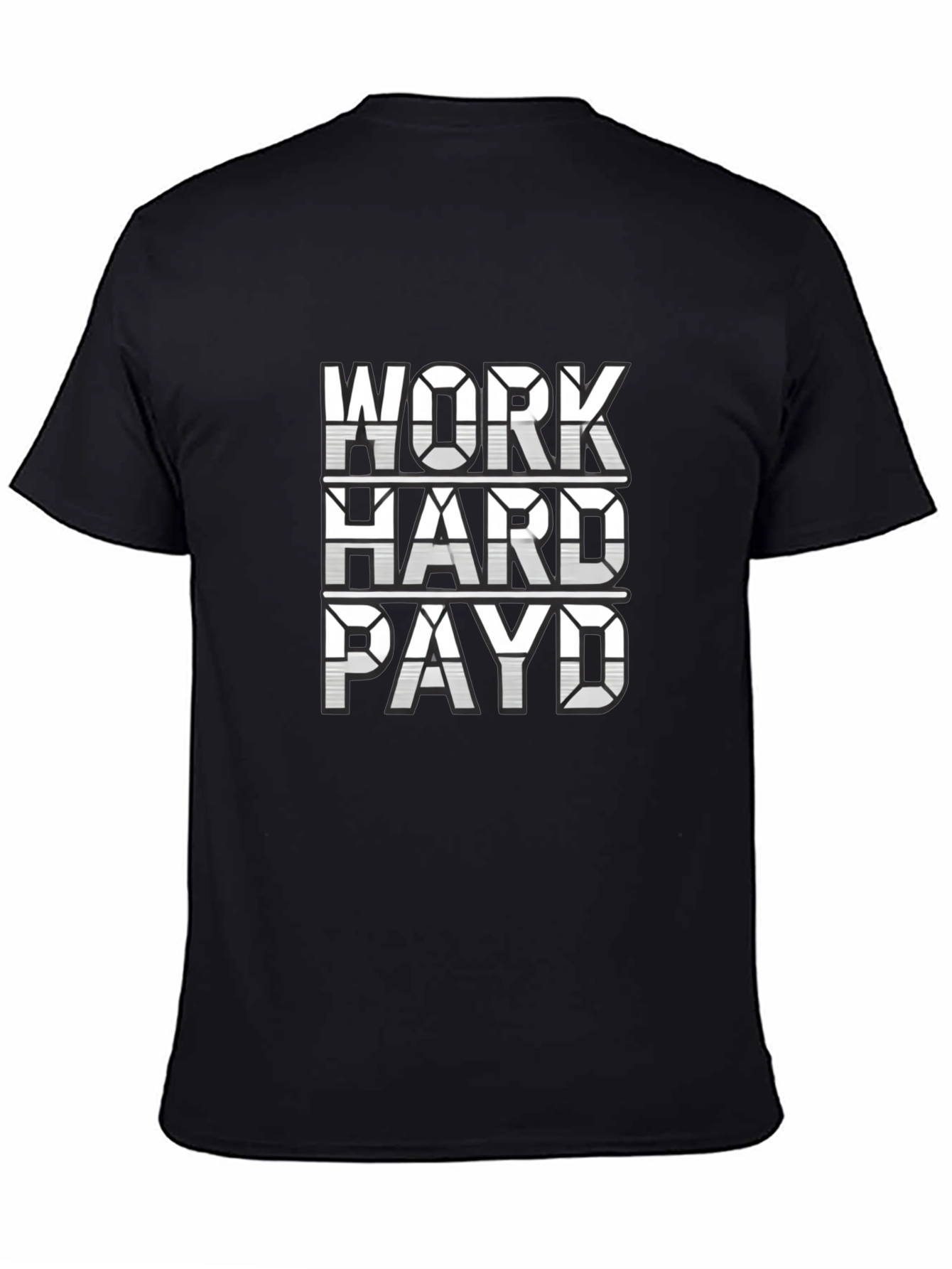 Black Work Hard Payd Graphic Tee - Black Casual T-Shirt view 4