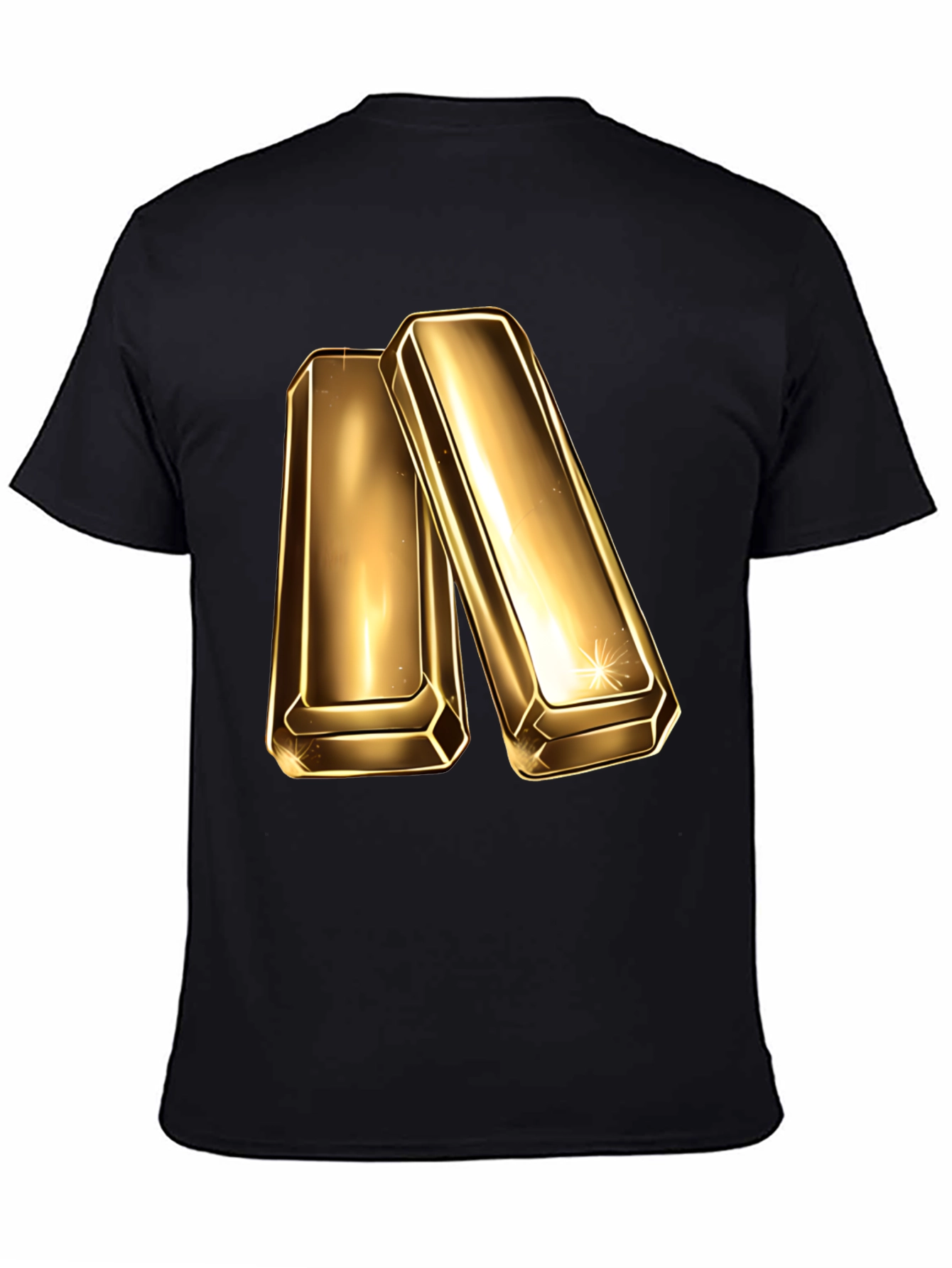 Black Gold Bar Graphic Tee - Shiny Ingot Design T-Shirt view 4