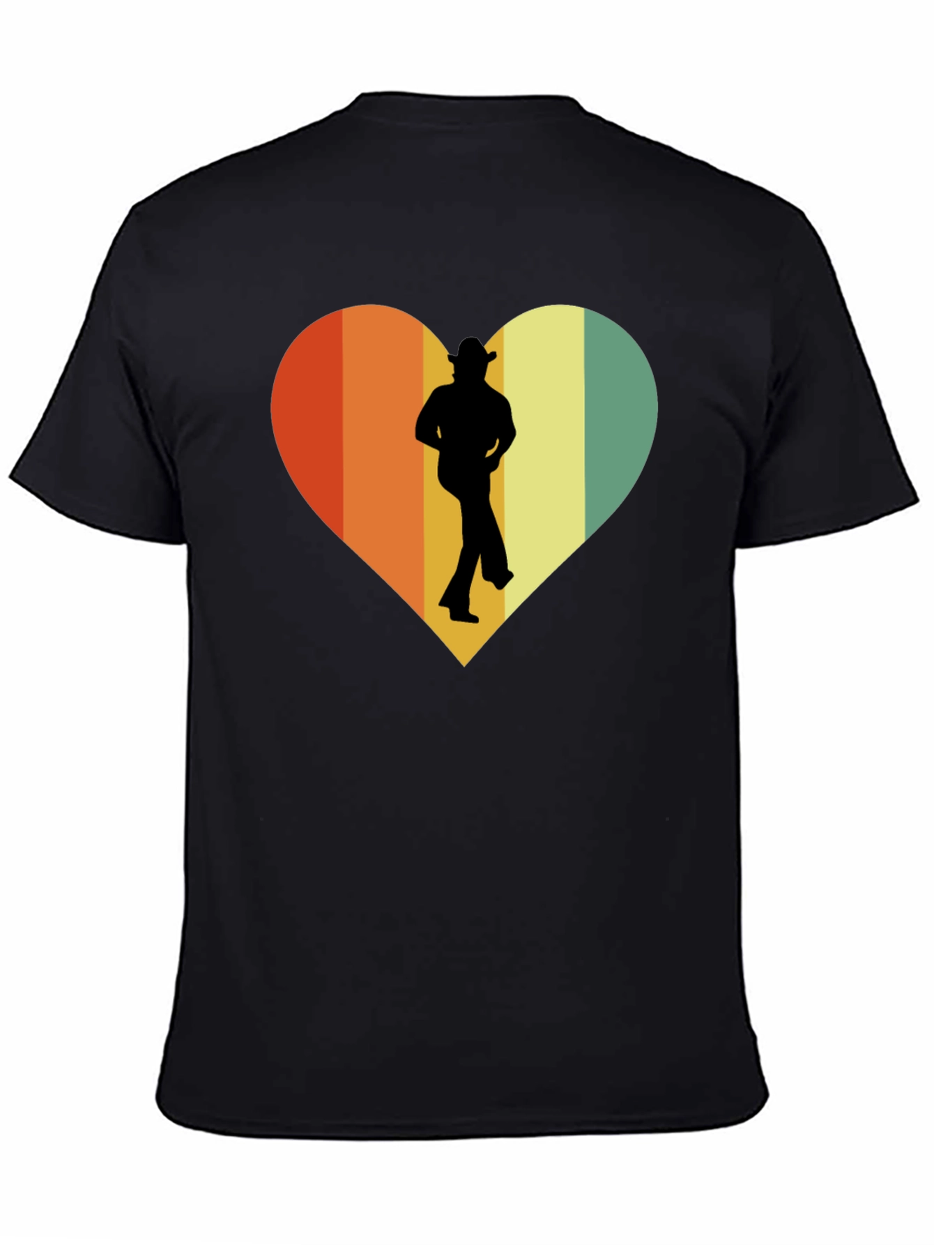 Black Retro Country Dance Heart Graphic T-Shirt view 4