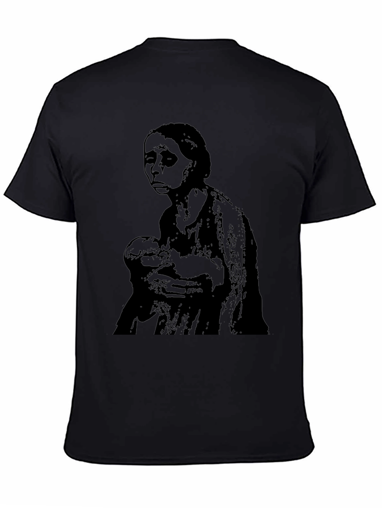 Black Distressed Mother & Child Graphic Tee - Black Cotton Comfort view 4