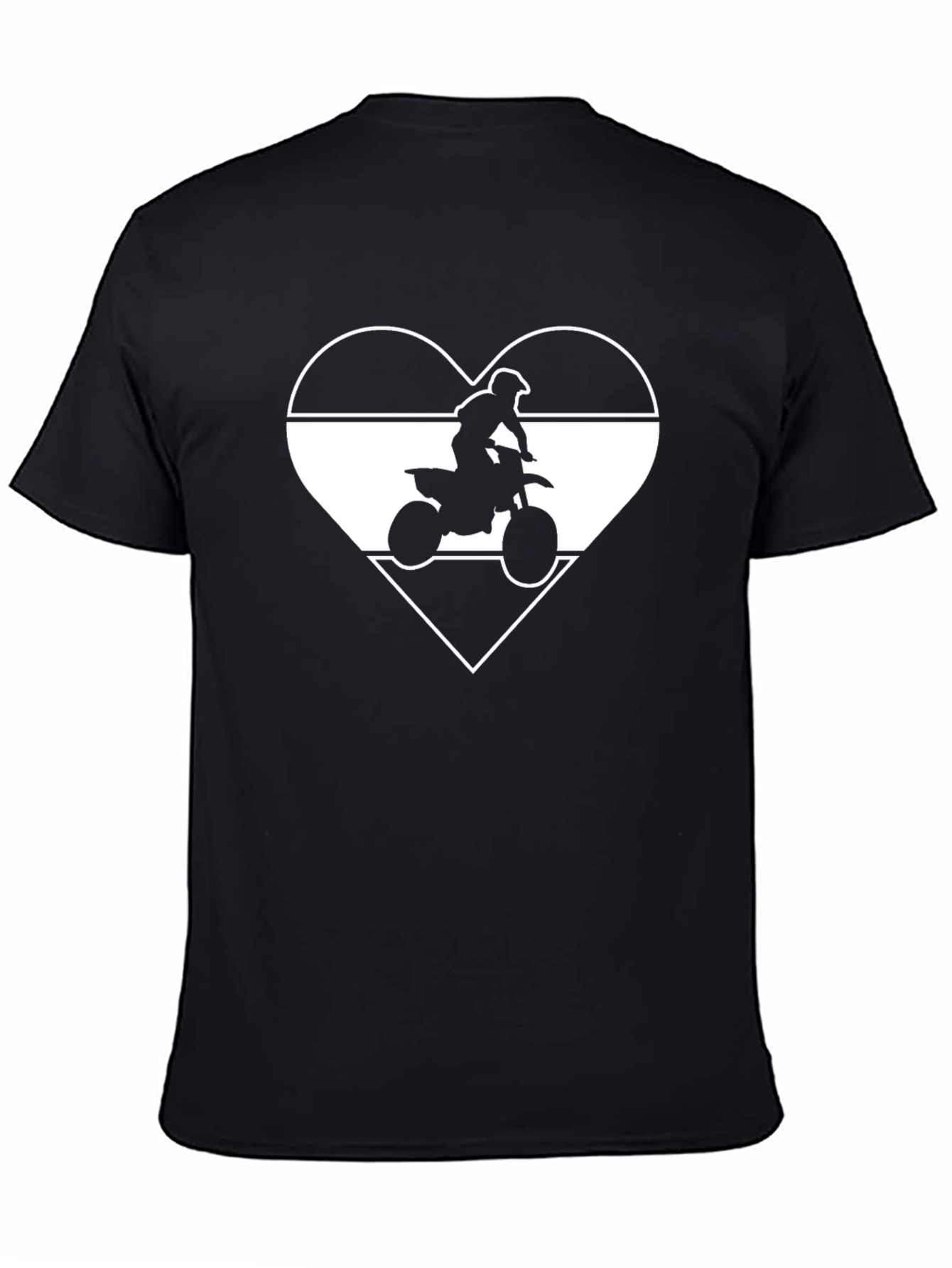 Black Dirt Bike Heart T-Shirt - MotoCross Rider Tee view 4