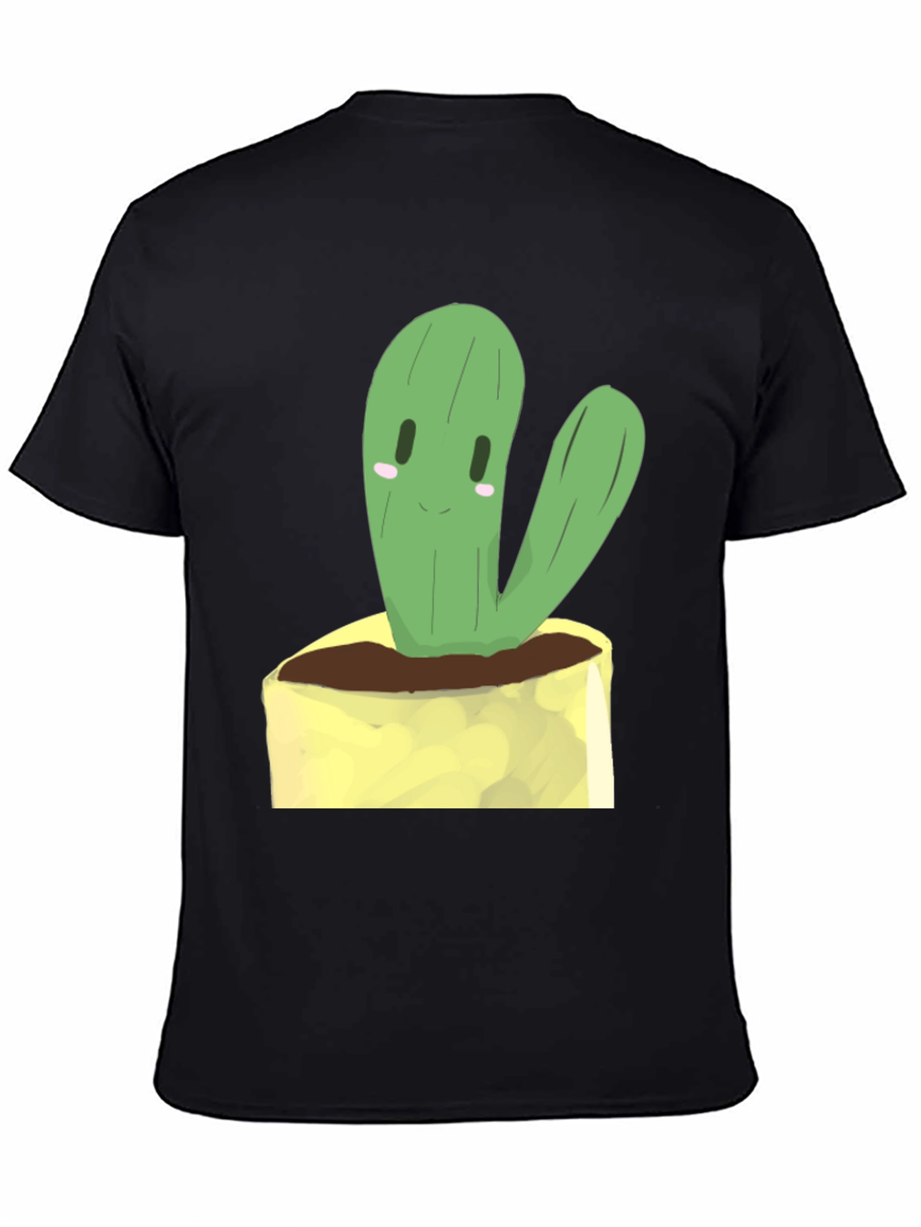 Black Cute Cactus Graphic Tee - Black Cotton T-Shirt view 4