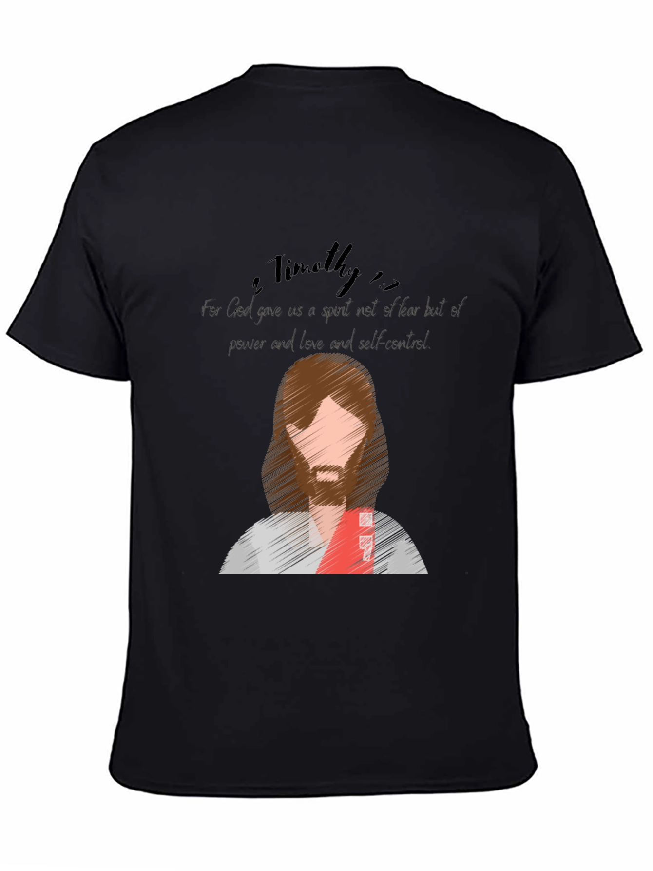 Black Faith-Inspired Tee: 2 Timothy Verse Shirt view 4