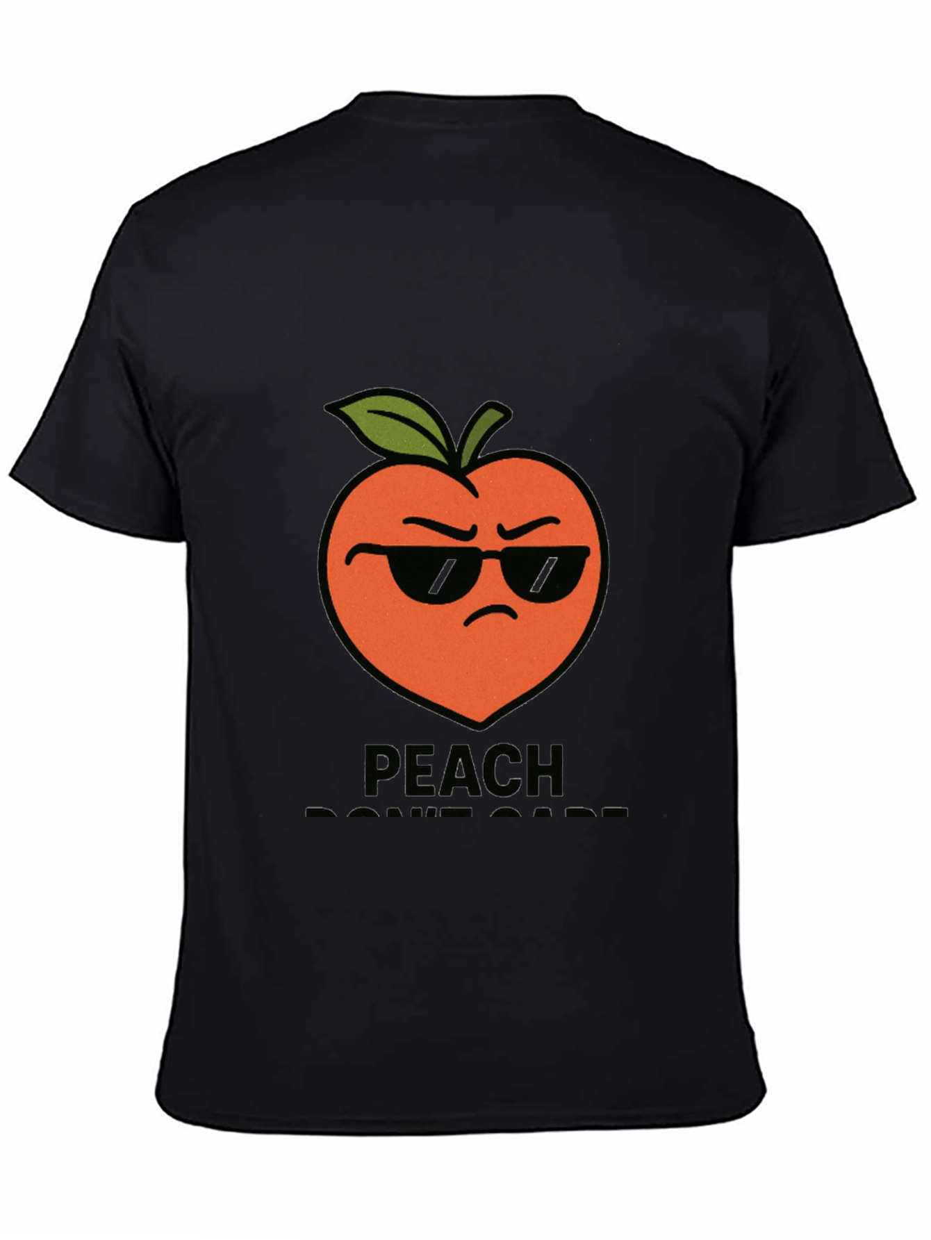 Black Cool Peach Graphic T-Shirt - "Peach Don't Care!" view 4