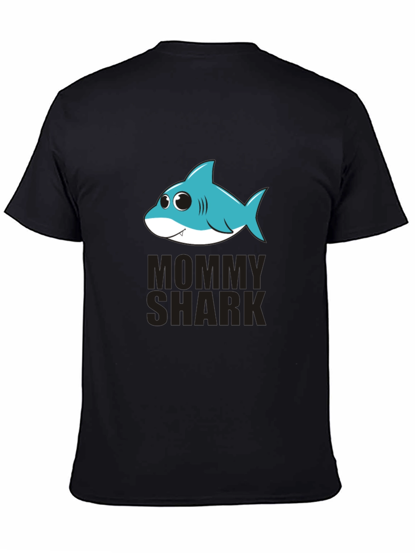 Black Mommy Shark Graphic Tee - Black Cotton T-Shirt view 4