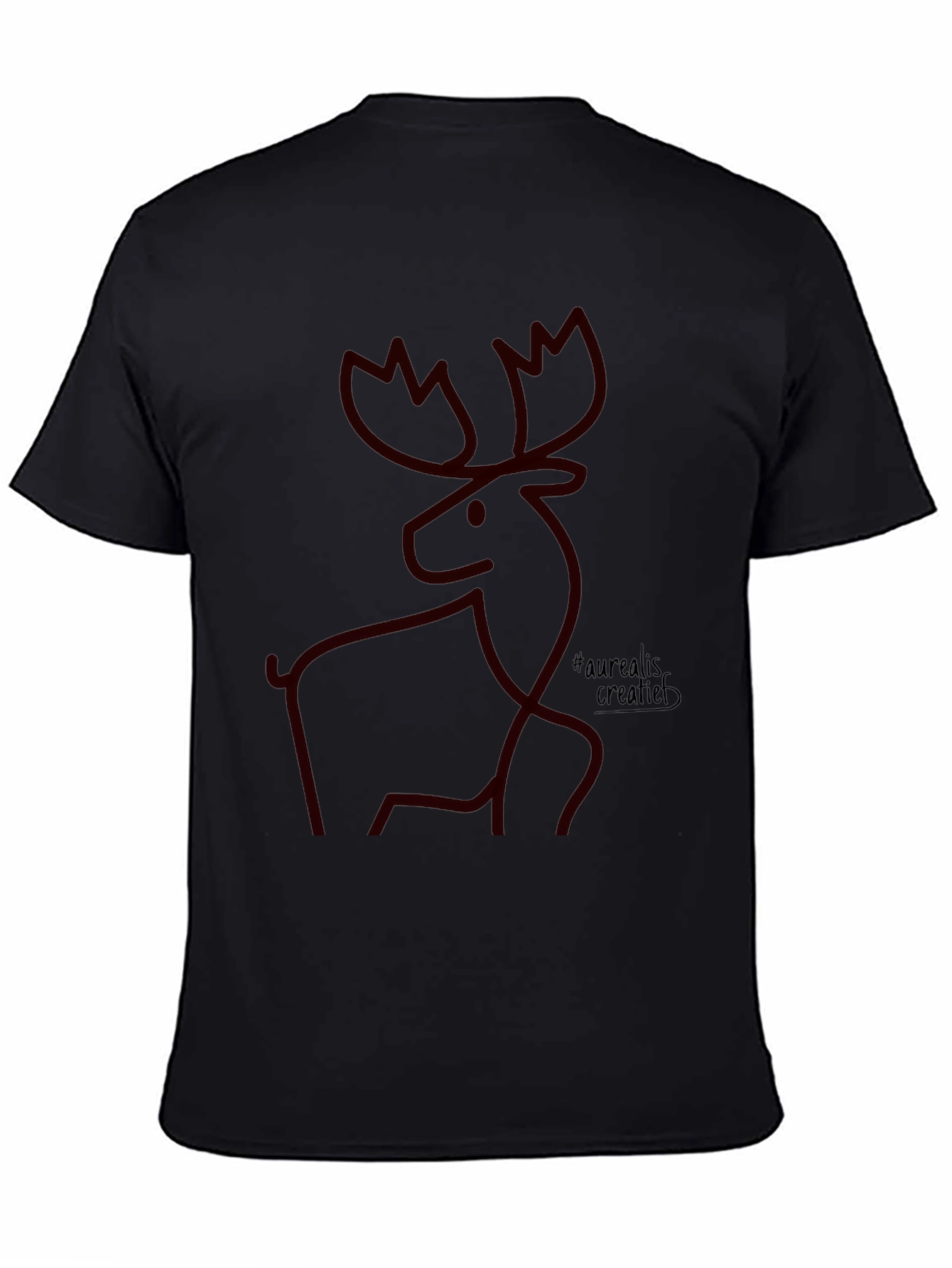 Black Modern Moose Graphic Tee - Artistic Minimalist Design view 4