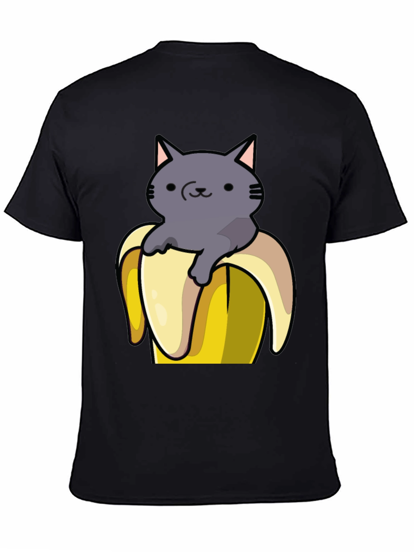 Black Cat in Banana T-Shirt - Funny Graphic Tee view 4