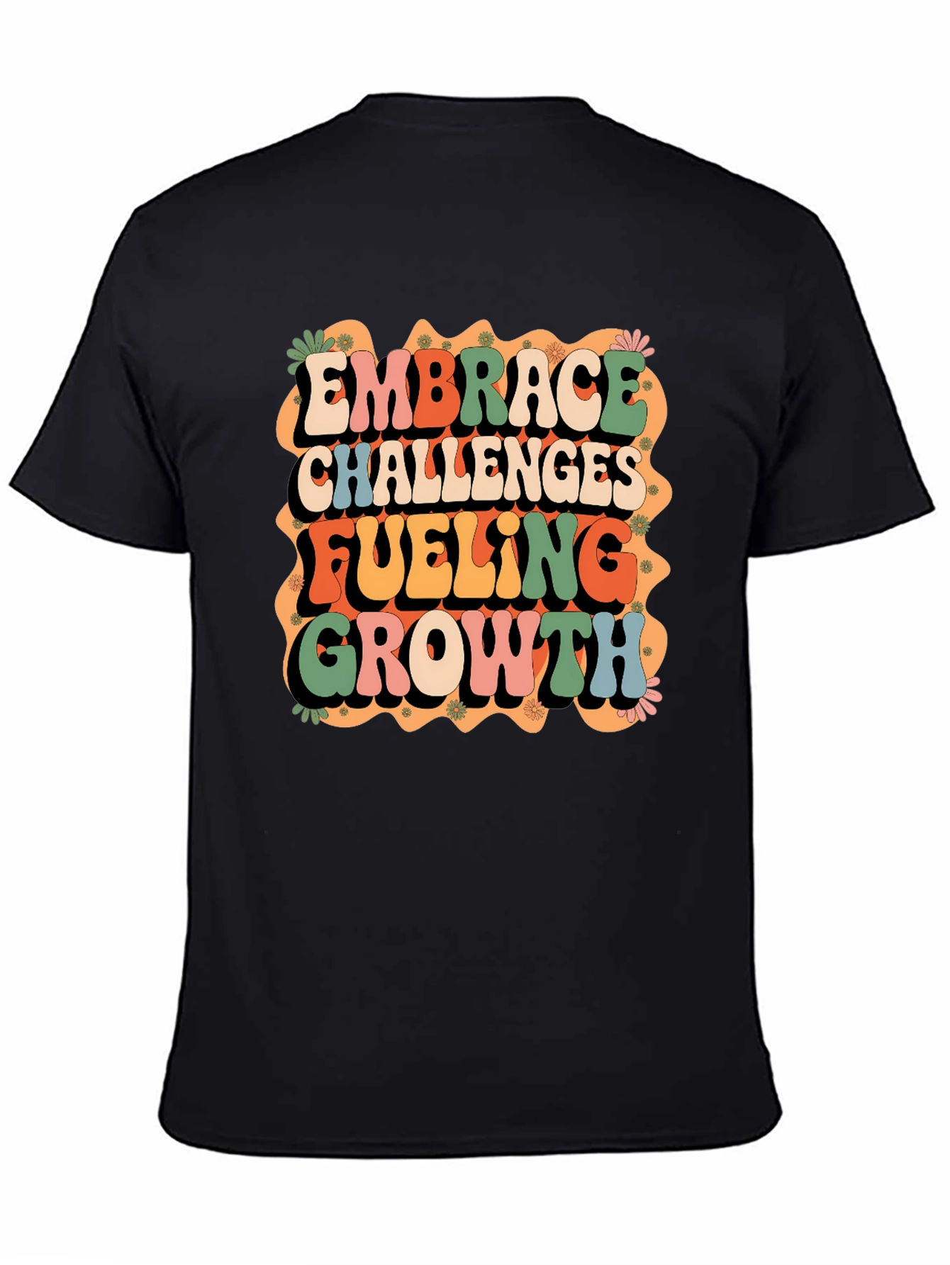 Black Retro Embrace Challenges Graphic Tee view 4