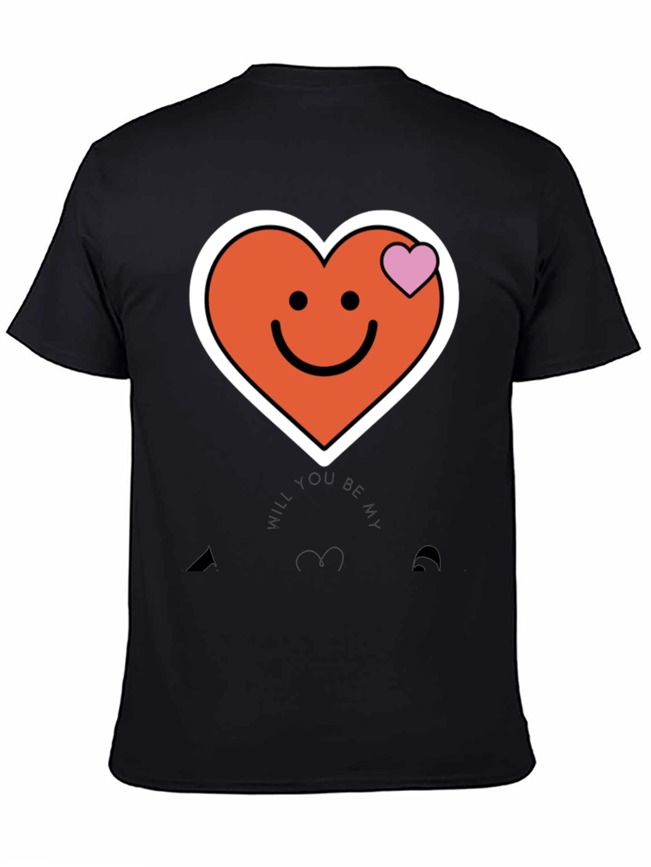 Black Heart Smiley Face Graphic Tee view 4