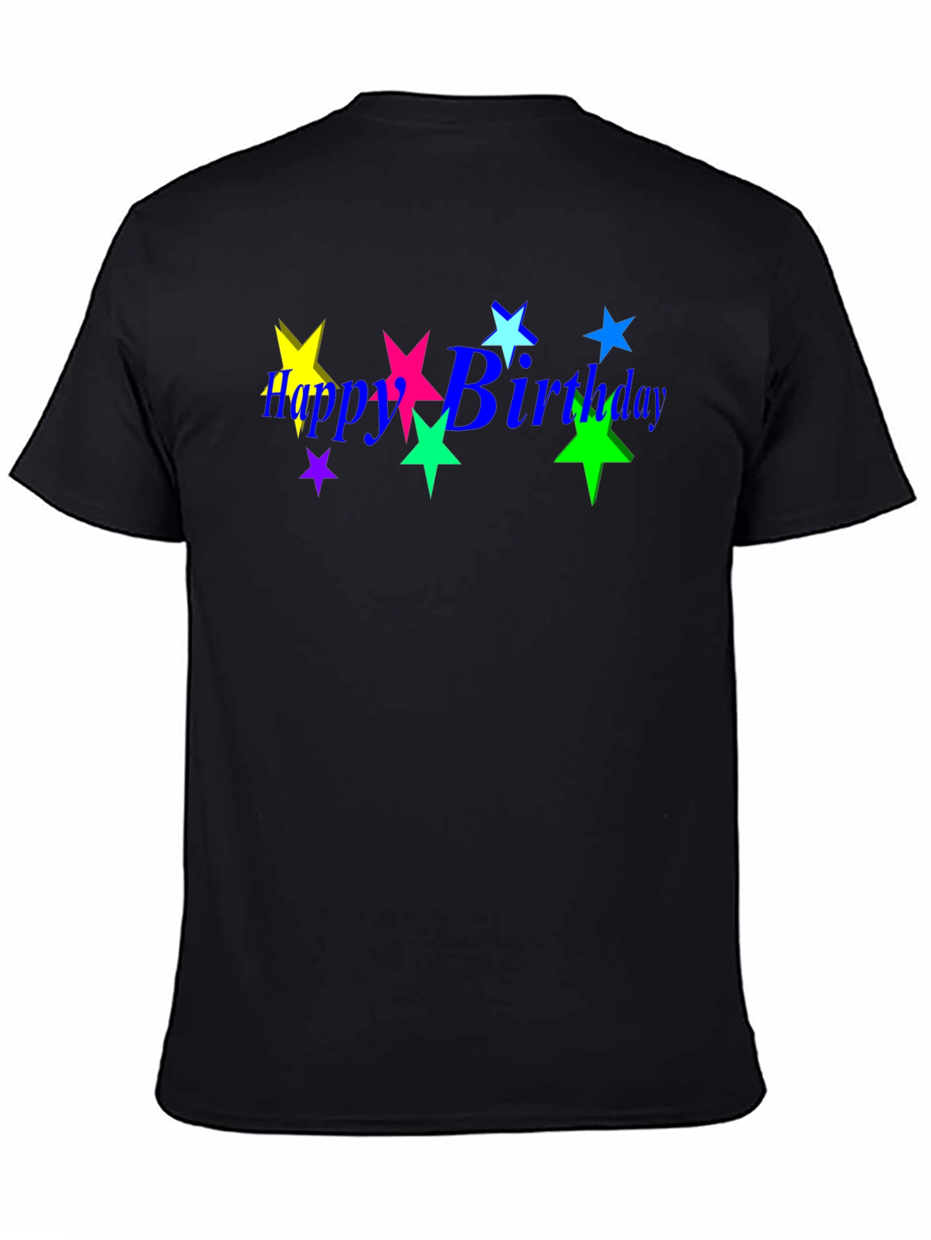 Black Happy Birthday Star Graphic Tee - Trendy Black T-Shirt view 4