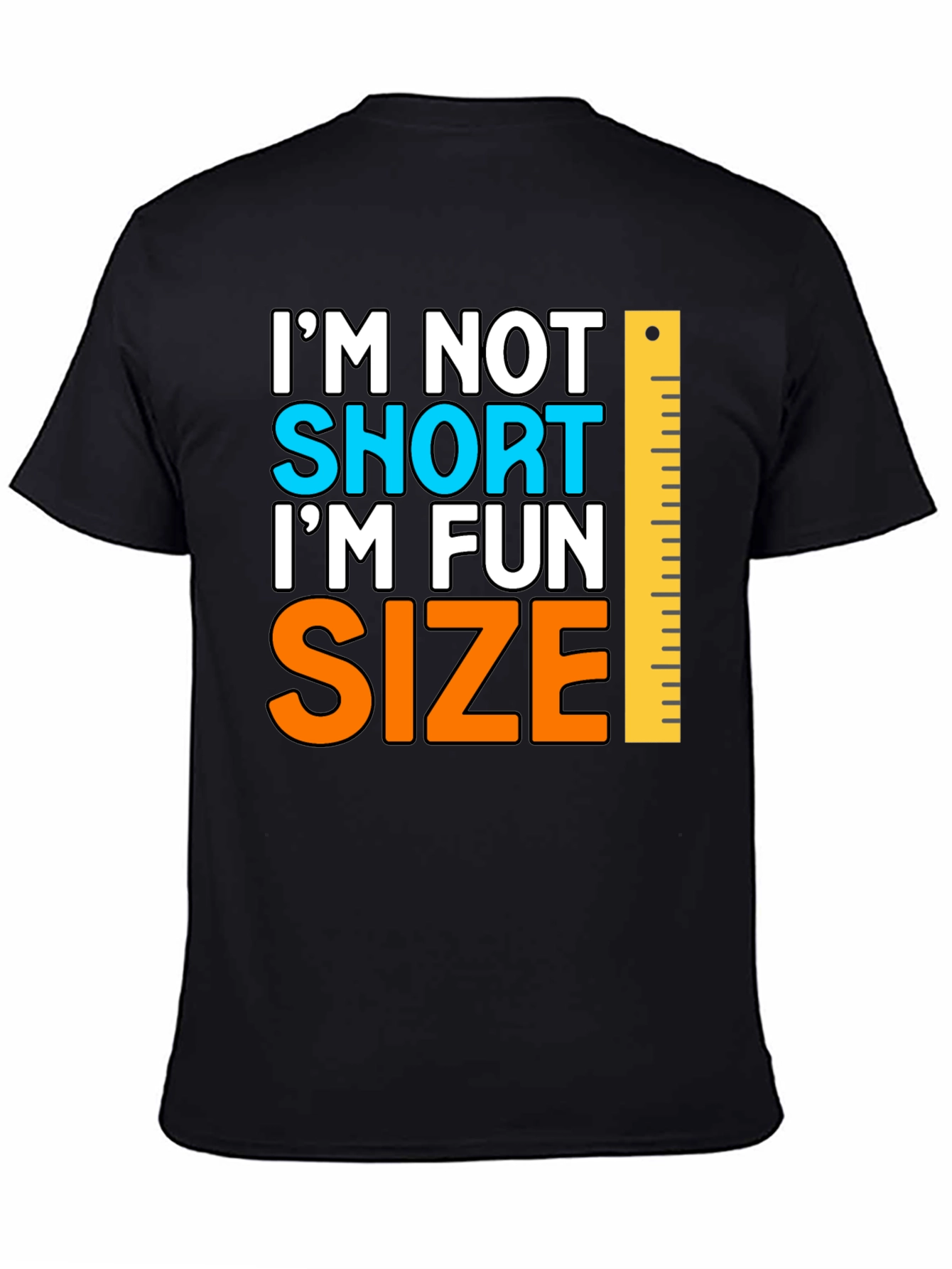 Black Fun Size T-Shirt - Humorous Short Joke view 4