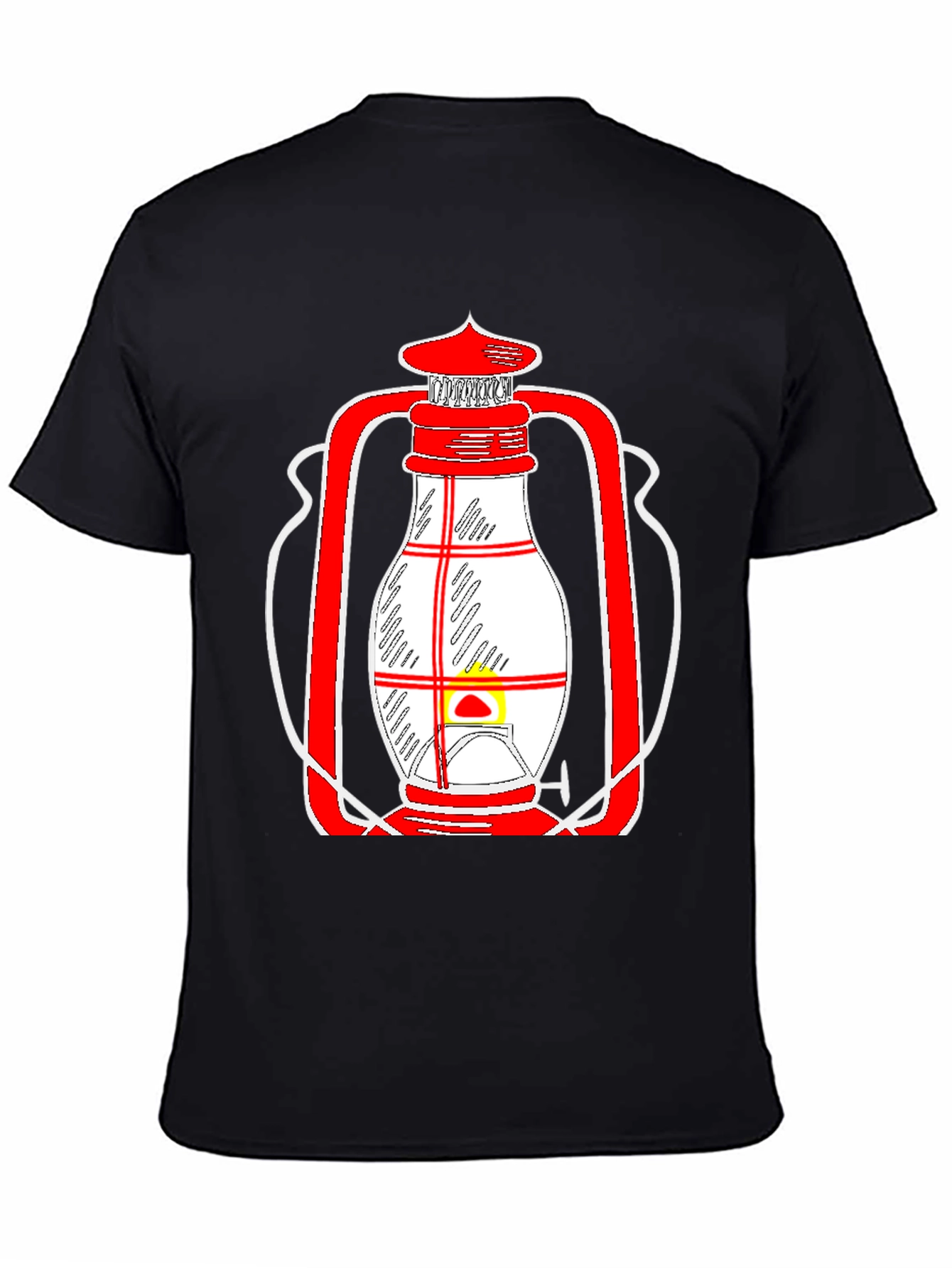 Black Lantern Graphic Tee - Unique Red and White Design view 4