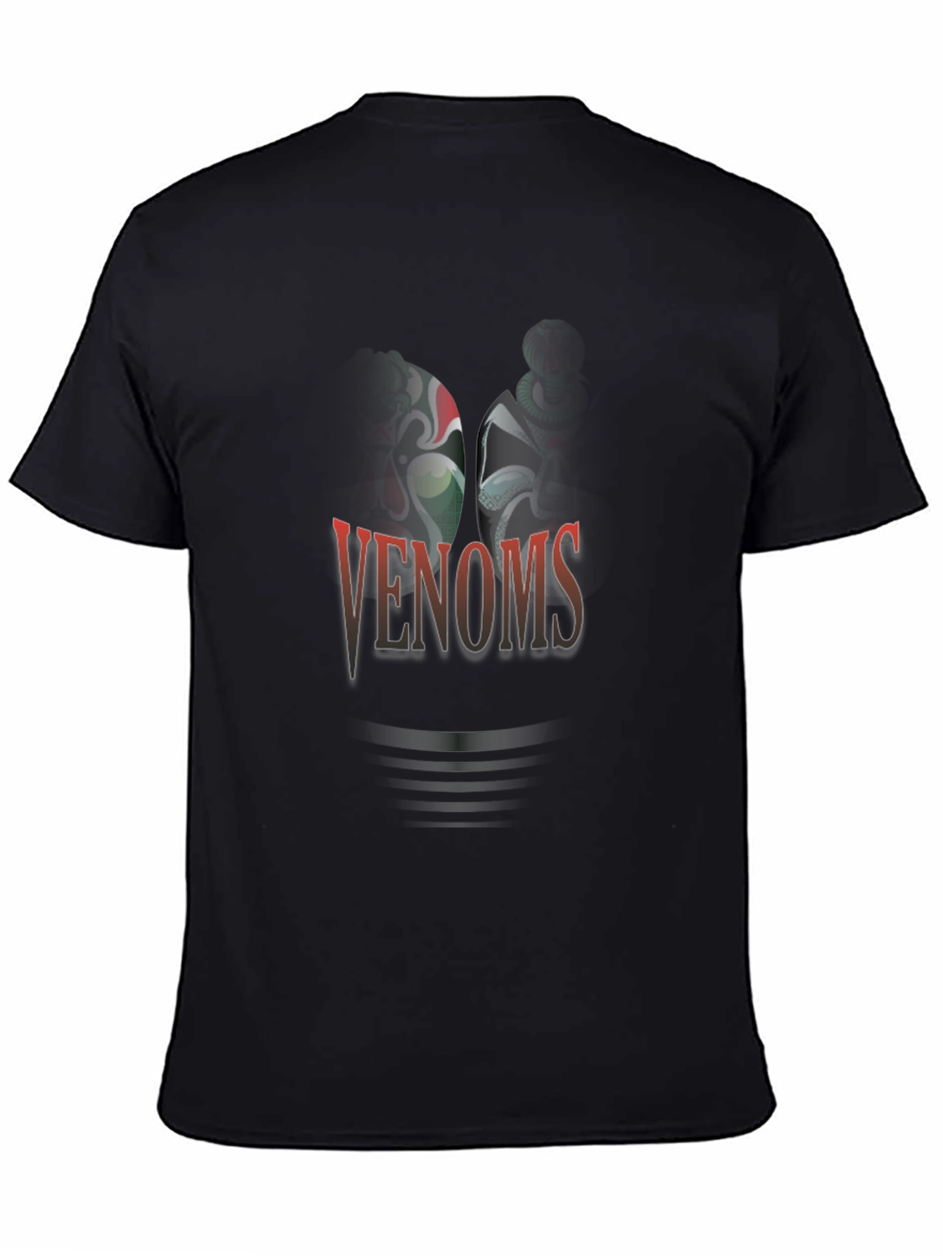 Black Venoms T-Shirt - Unique Design, Black Cotton Tee view 4
