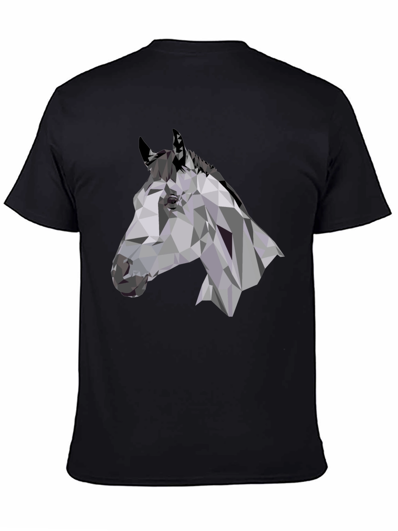 Black Geometric Horse Head Black T-Shirt view 4