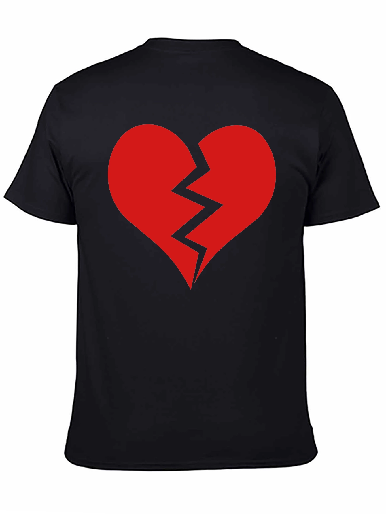 Black Broken Heart Graphic Tee - Black Cotton T-Shirt view 4