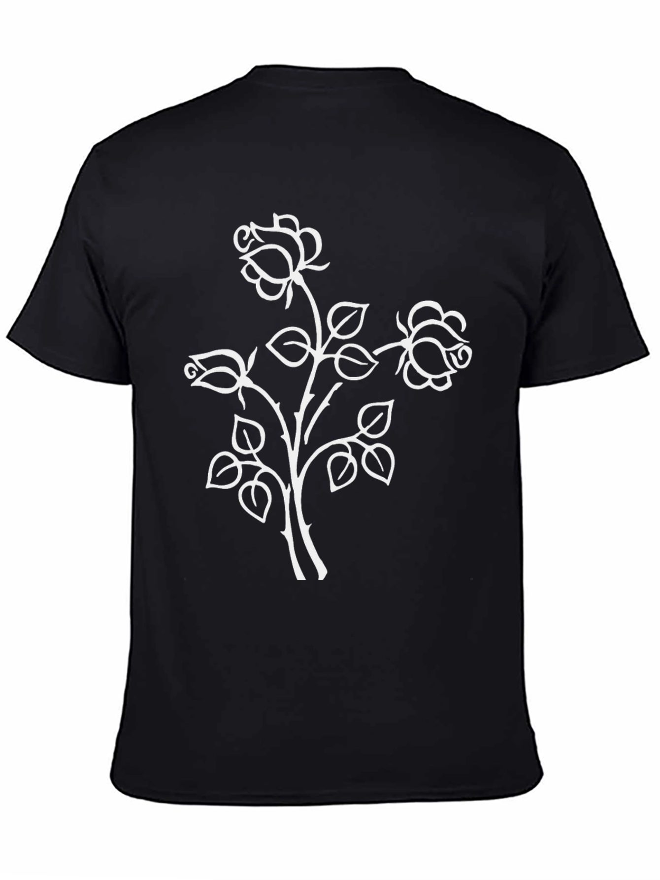 Black Black Rose T-Shirt: Floral Botanical Design view 4
