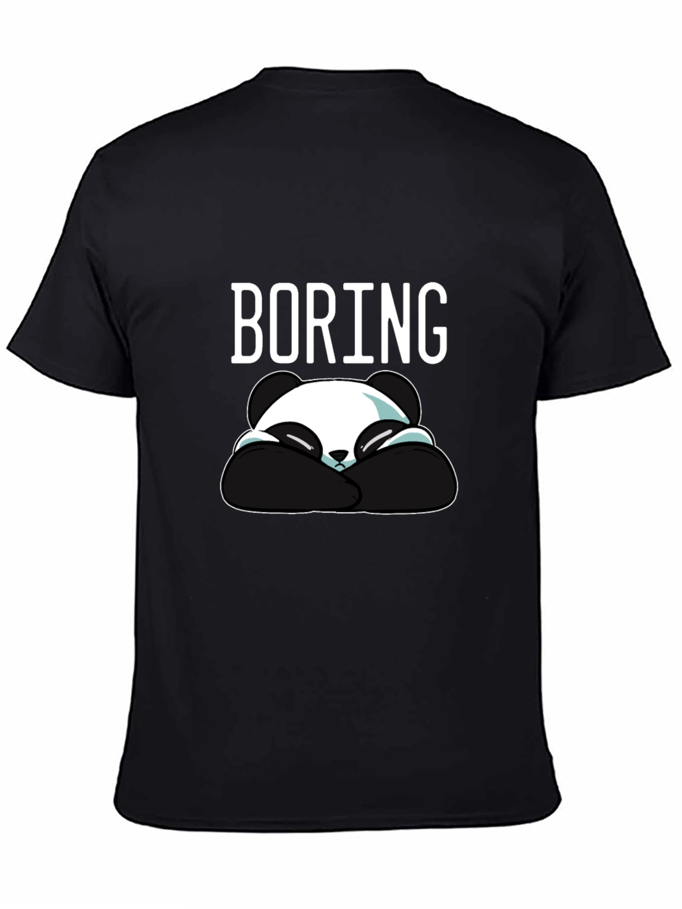 Black Boring Panda Graphic T-Shirt - Soft Cotton Tee view 4
