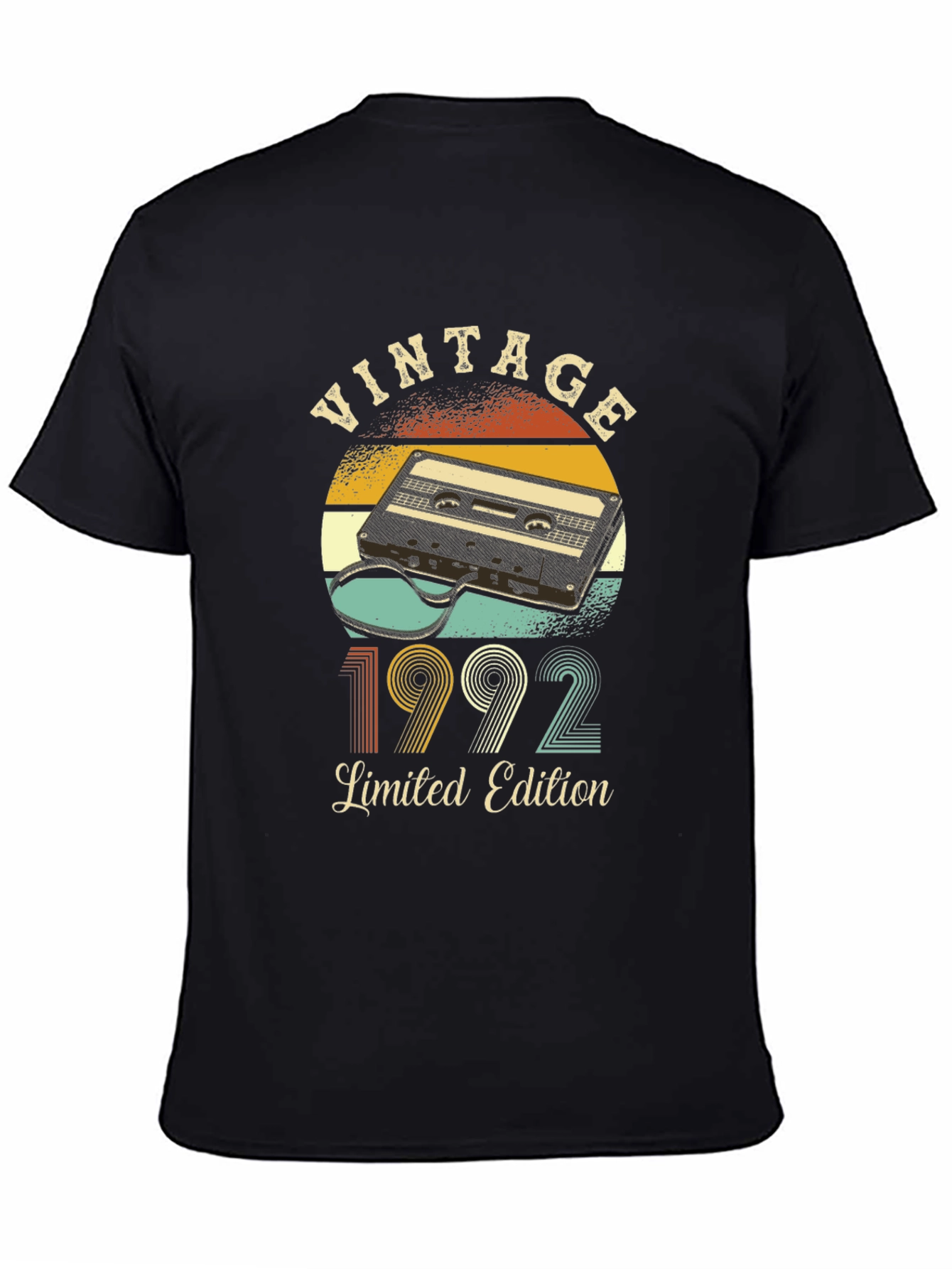Black Vintage 1992 Limited Edition Cassette Tape T-Shirt view 4
