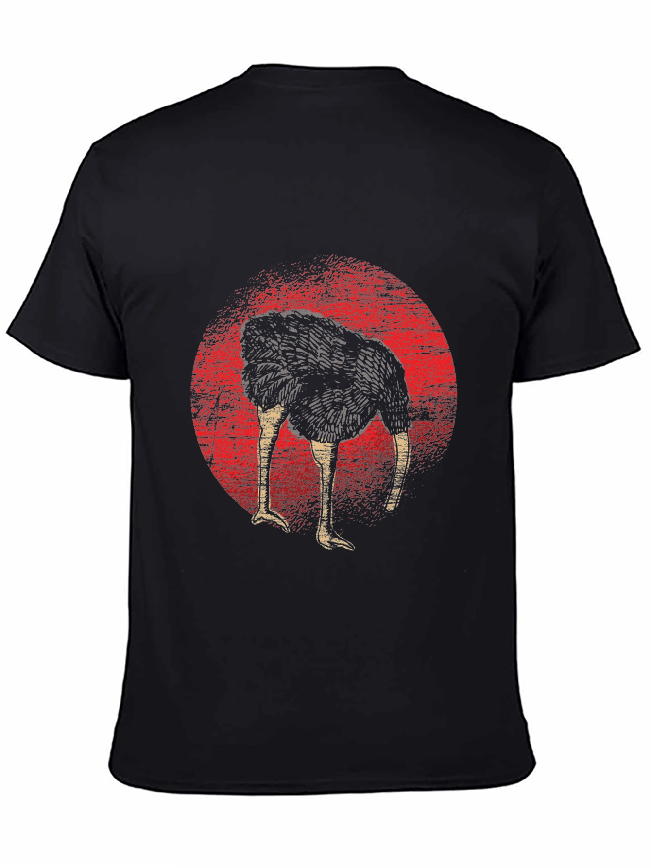 Black Ostrich Head in Sand Graphic Tee - Funny Graphic T-Shirt view 4
