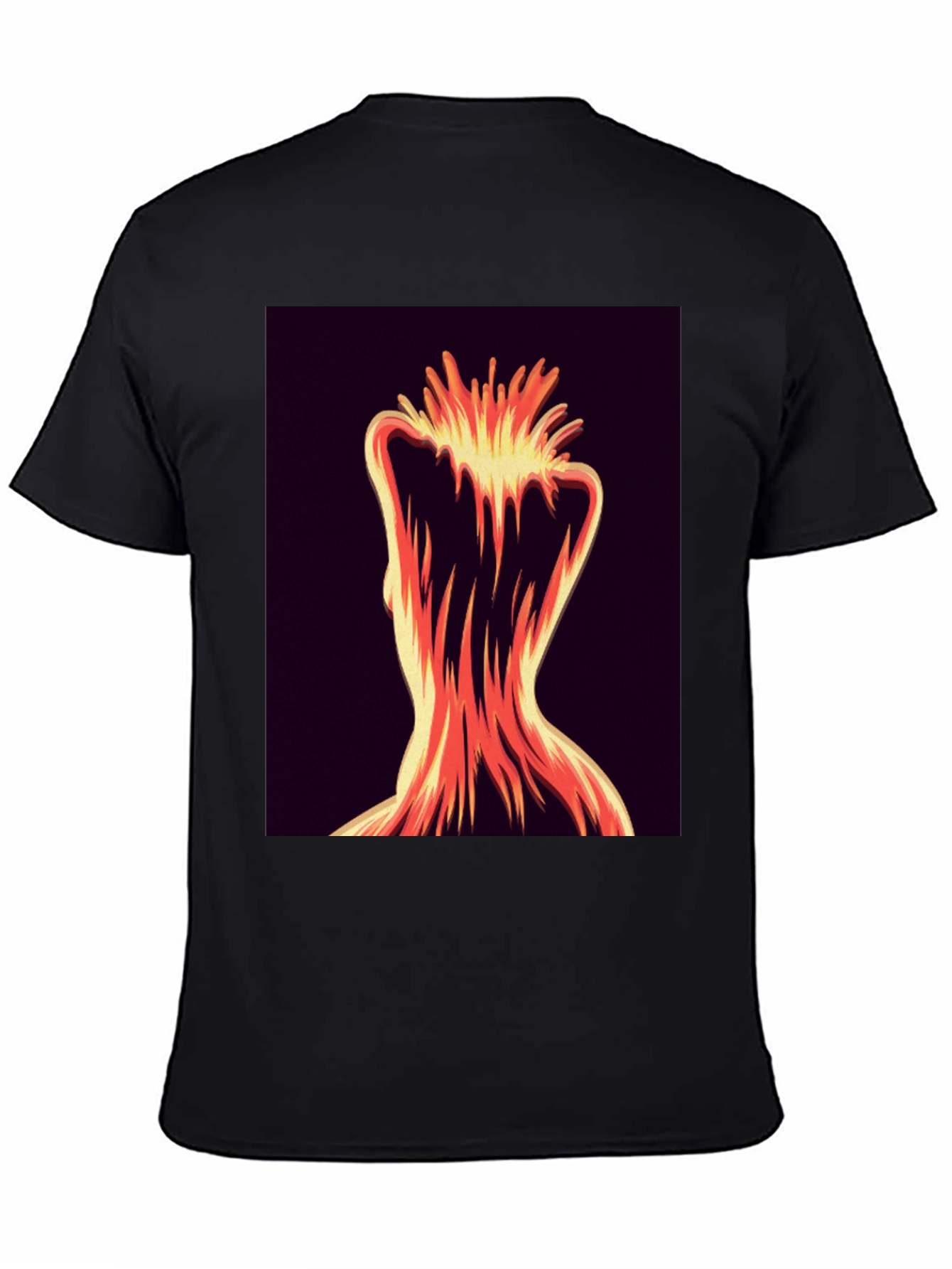 Black Abstract Fiery Figure Tee - Bold Graphic Print view 4