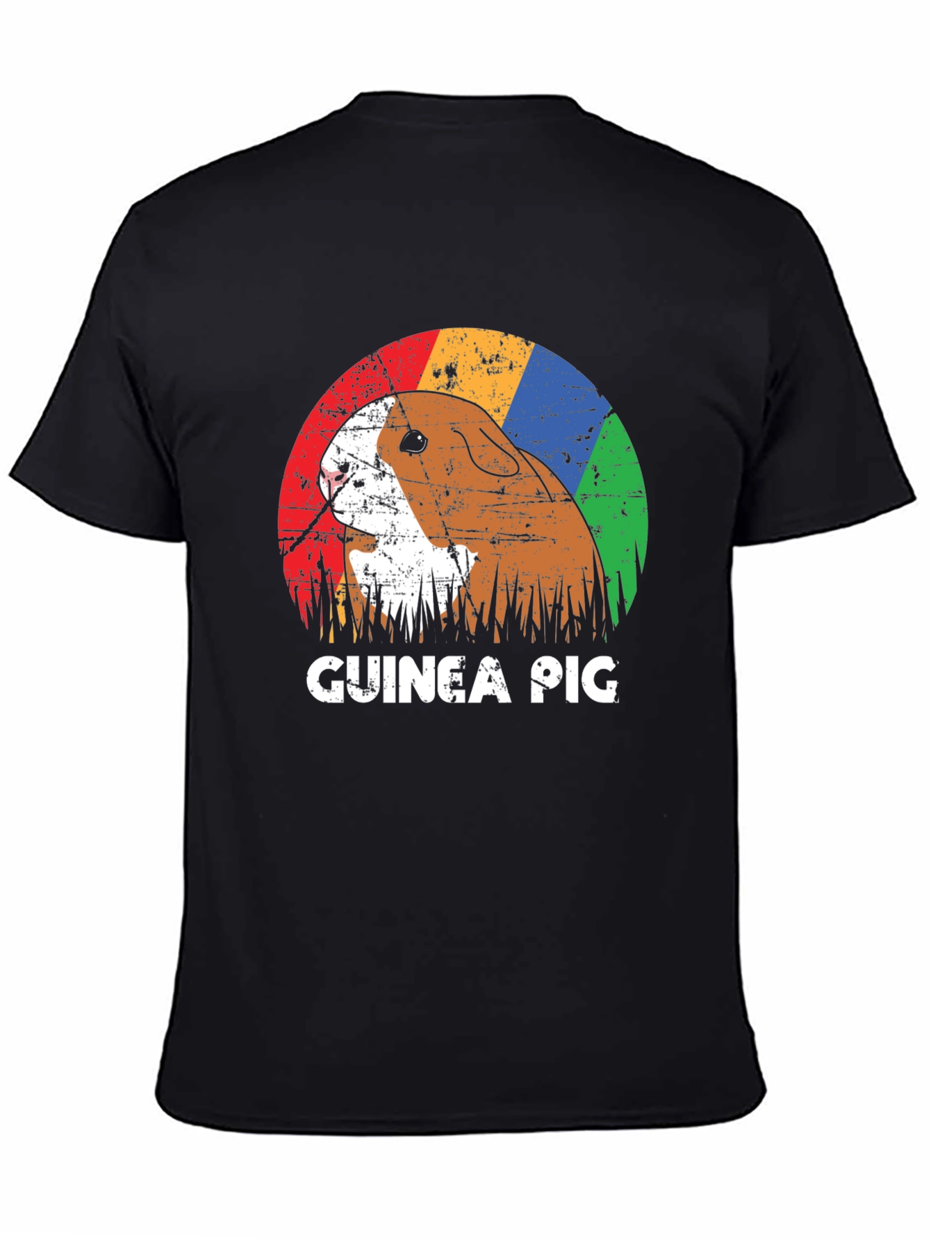 Black Retro Guinea Pig Graphic T-Shirt - Unisex view 4