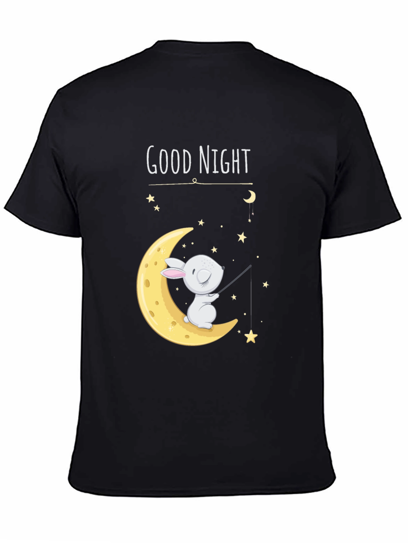 Black Good Night Moon Bunny Graphic Tee view 4