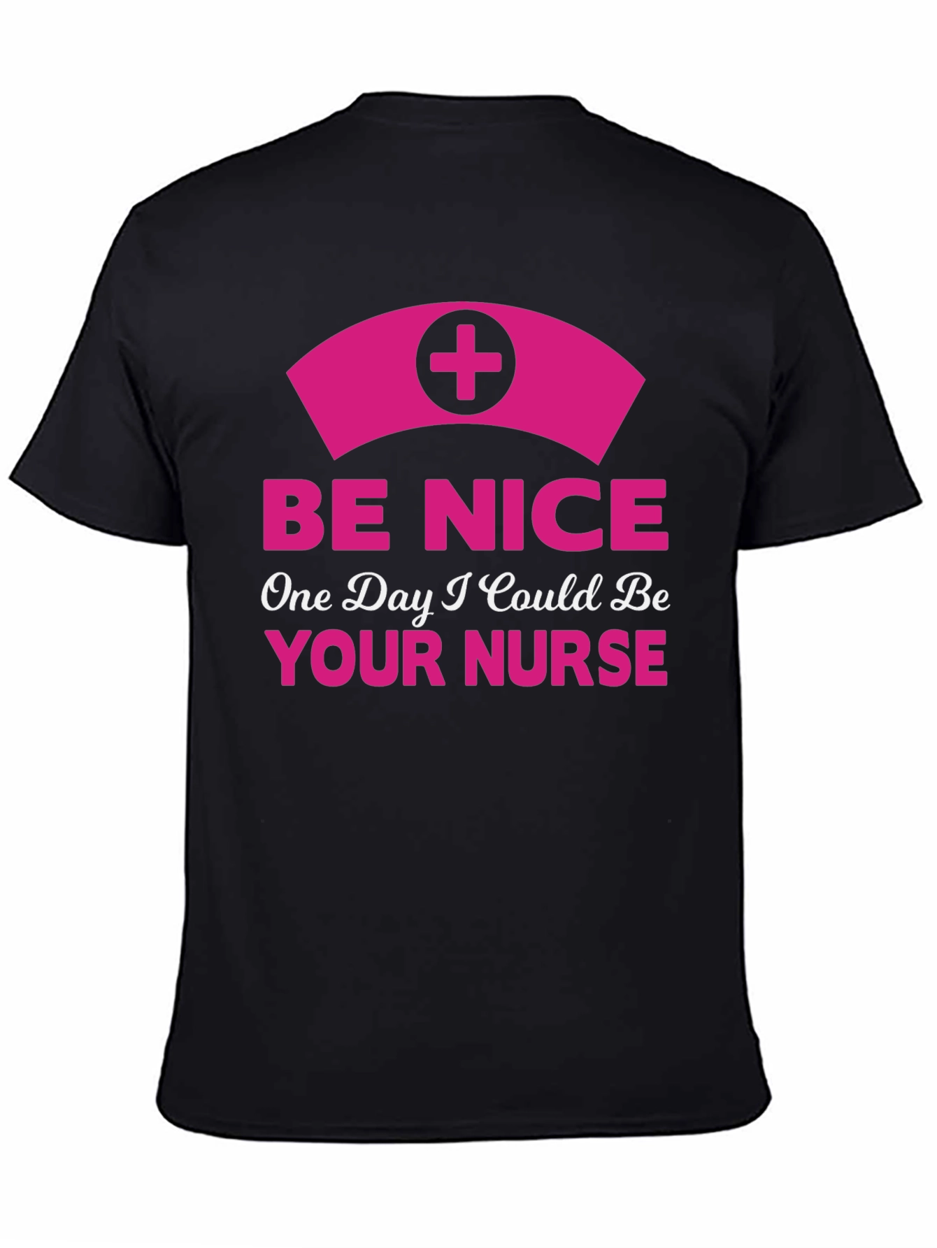 Black Be Nice Nurse Graphic T-Shirt - Novelty Apparel view 4