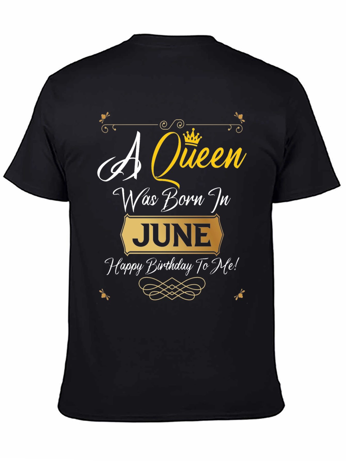 Black A Queen Was Born In June Birthday T-Shirt view 4