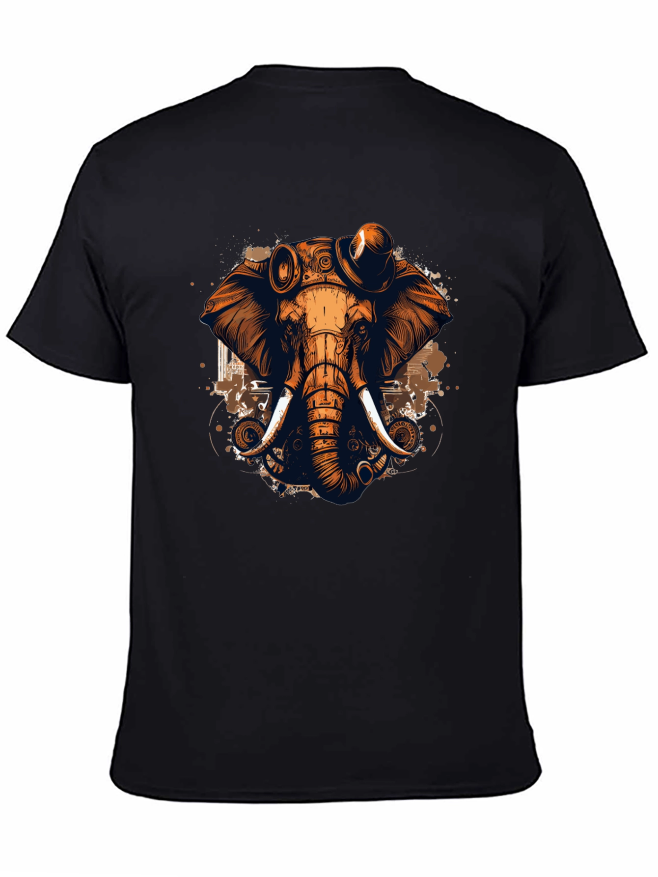 Black Steampunk Elephant Graphic Tee - Unique Design view 4