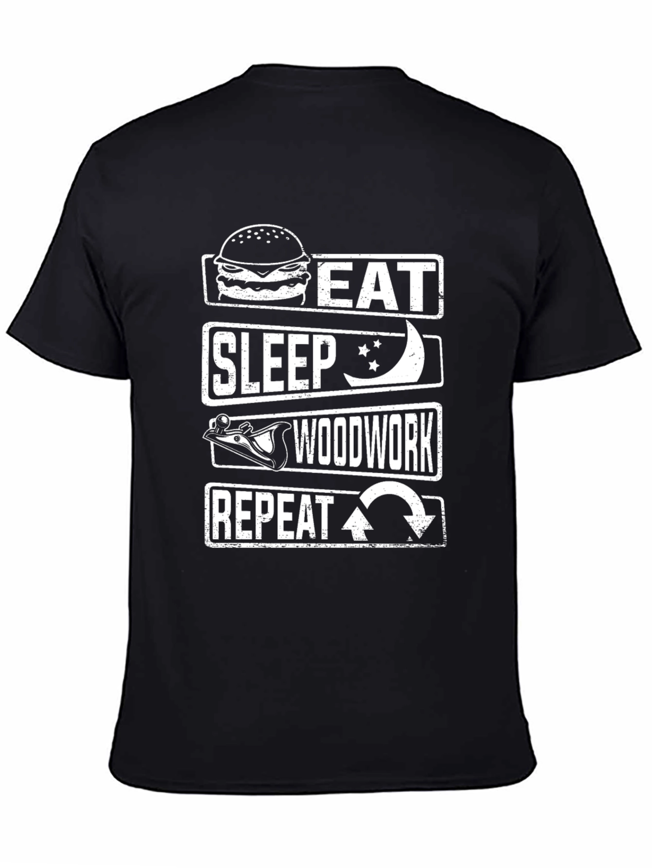 Black Eat Sleep Woodwork Repeat T-Shirt - Black view 4