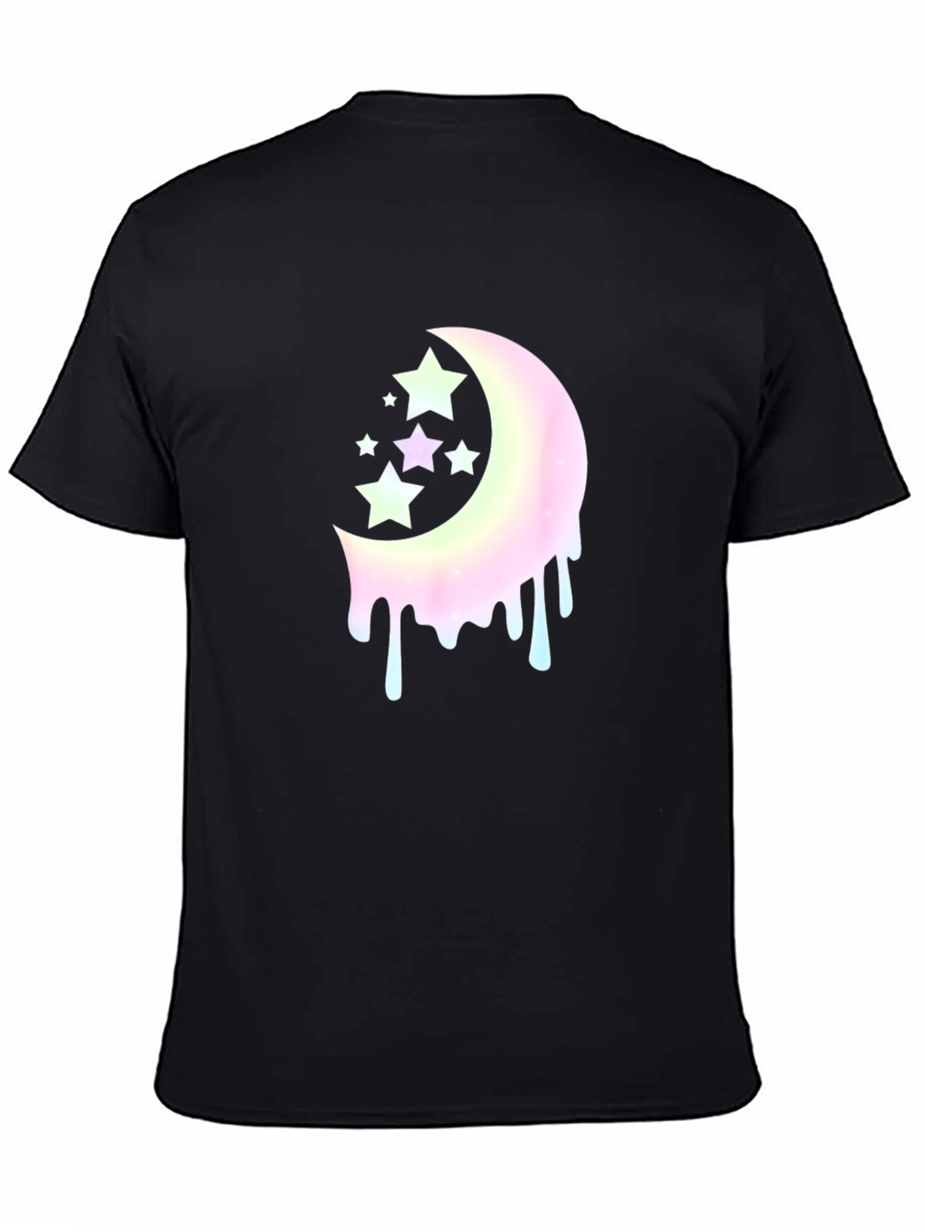 Black Moon Stars Drip Graphic Tee - Black Cotton Blend T-Shirt view 4