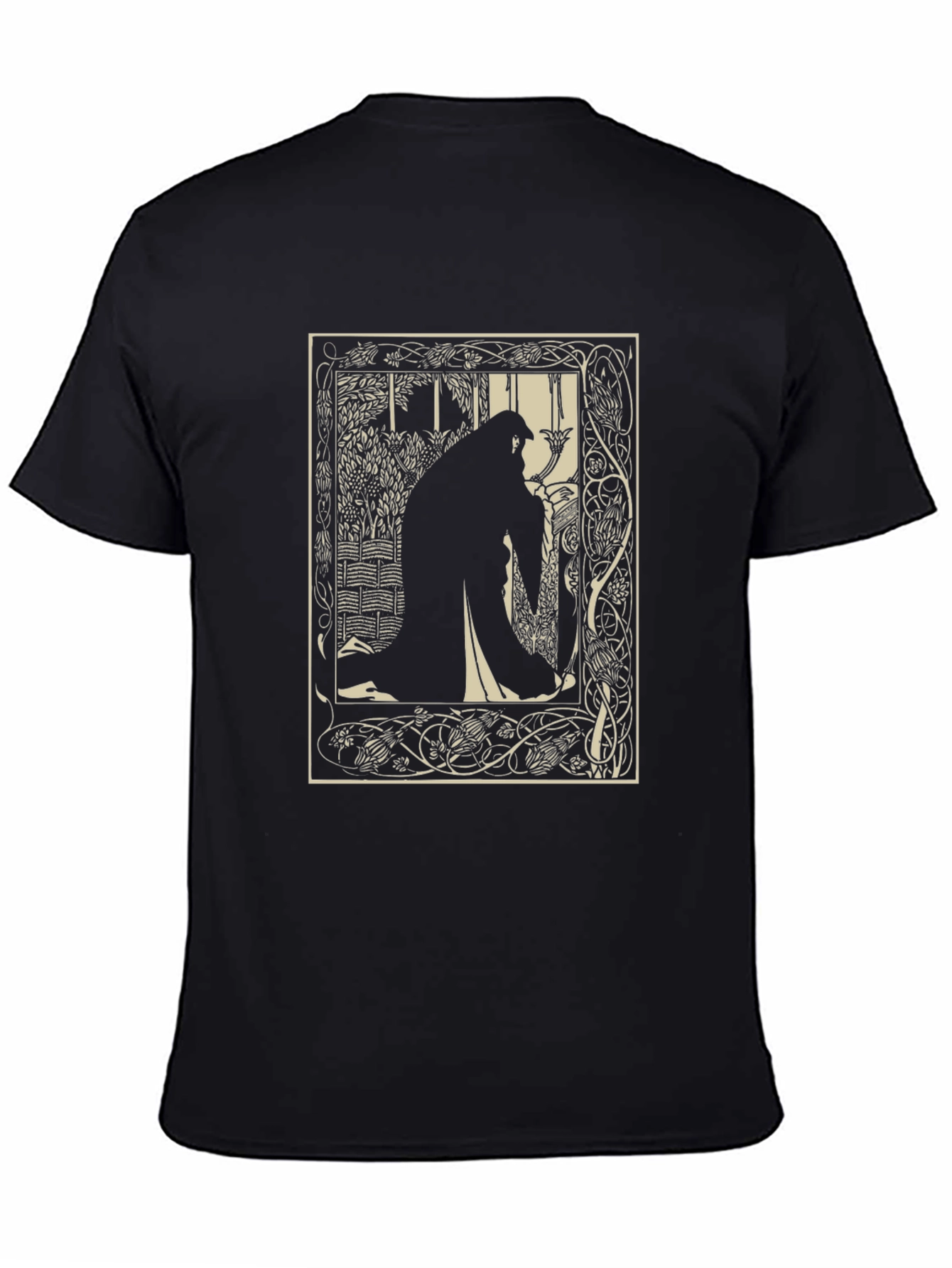 Black Art Nouveau Silhouette T-Shirt view 4